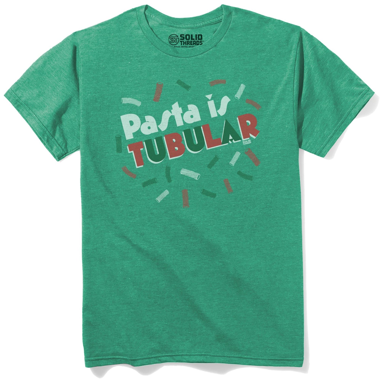 Pasta Is Tubular Vintage Staple T-shirt in Kelly Heather - Front View