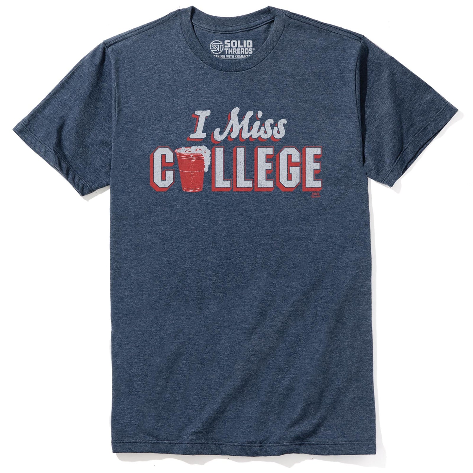 I Miss College Vintage Staple T-shirt in Navy Heather - Front View