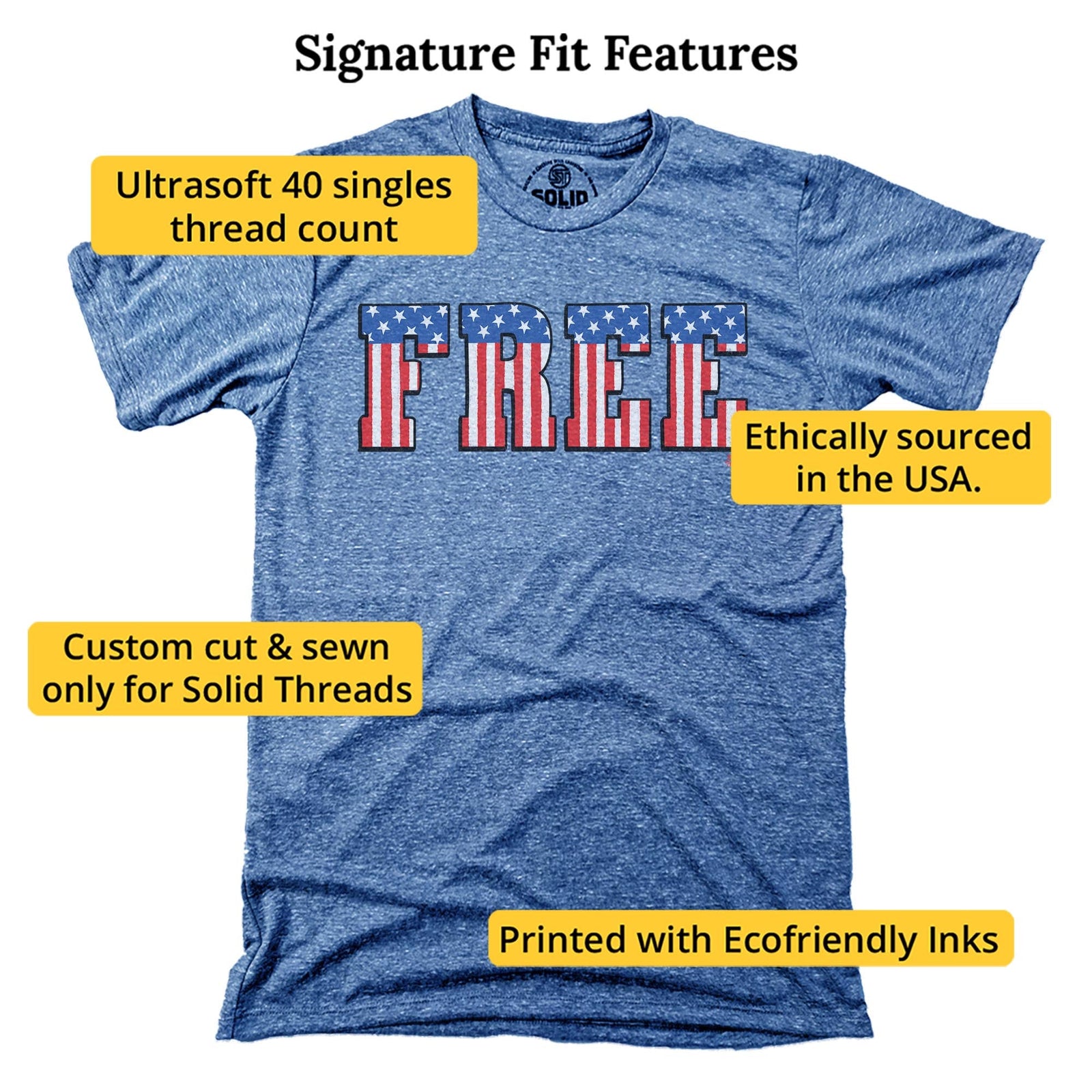 America Free Cool Signature T-shirt in Triblend Royal - Fit Attributes