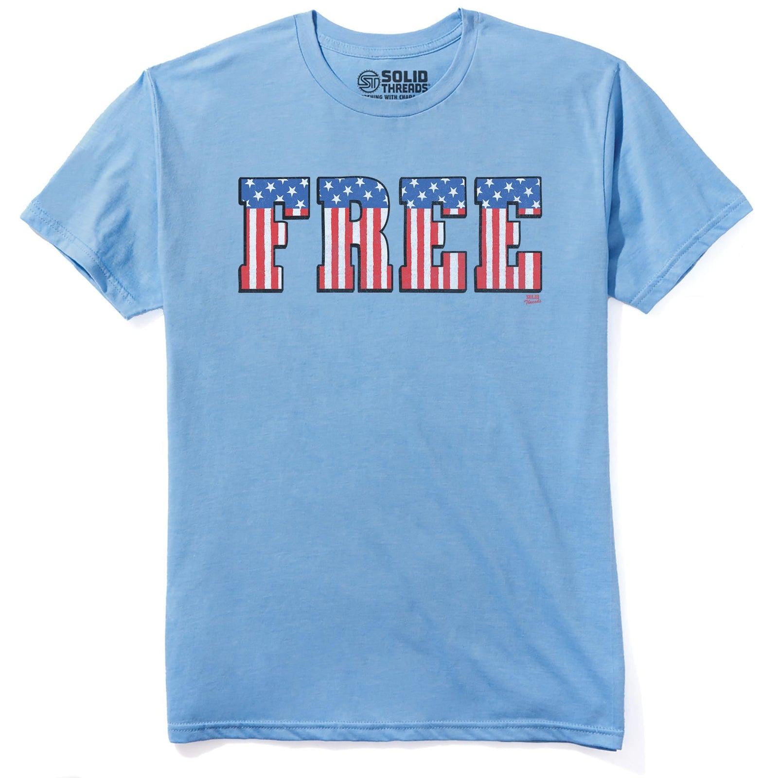 America Free Cool Staple T-shirt in Light Blue Heather - Front View