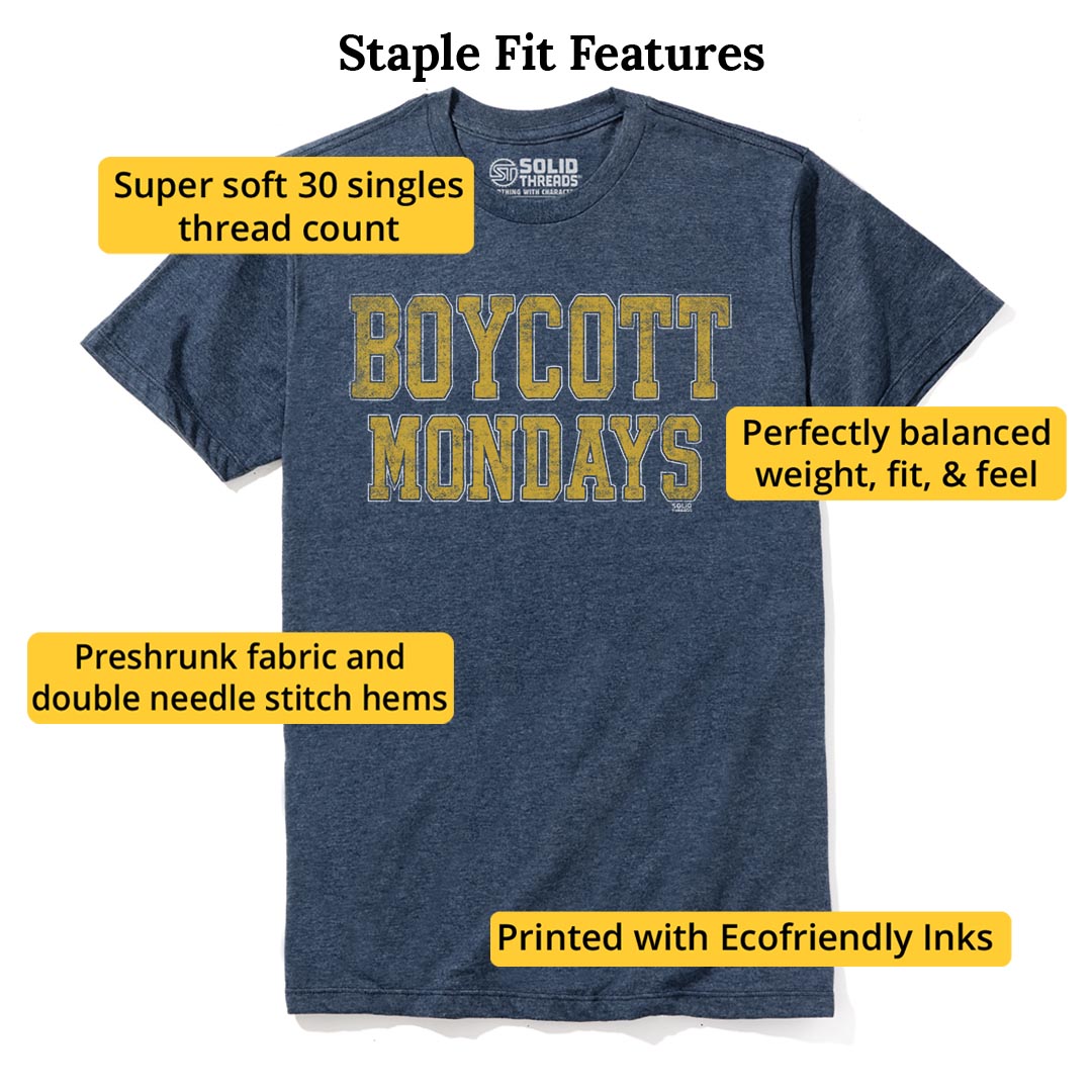 Boycott Mondays Vintage Staple T-shirt in Navy Heather - Fit Attributes