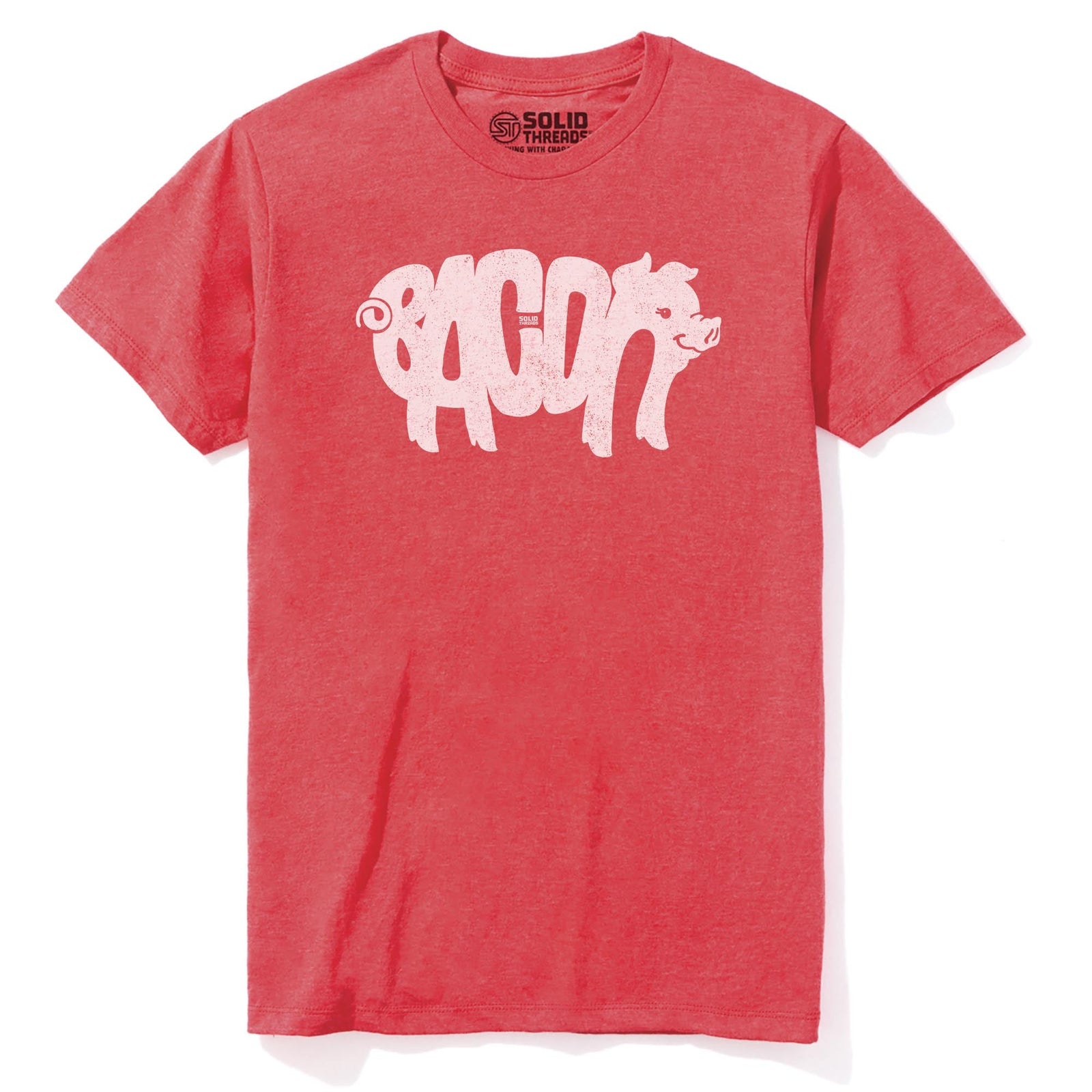 Bacon Vintage Staple T-shirt in Red Heather - Front View