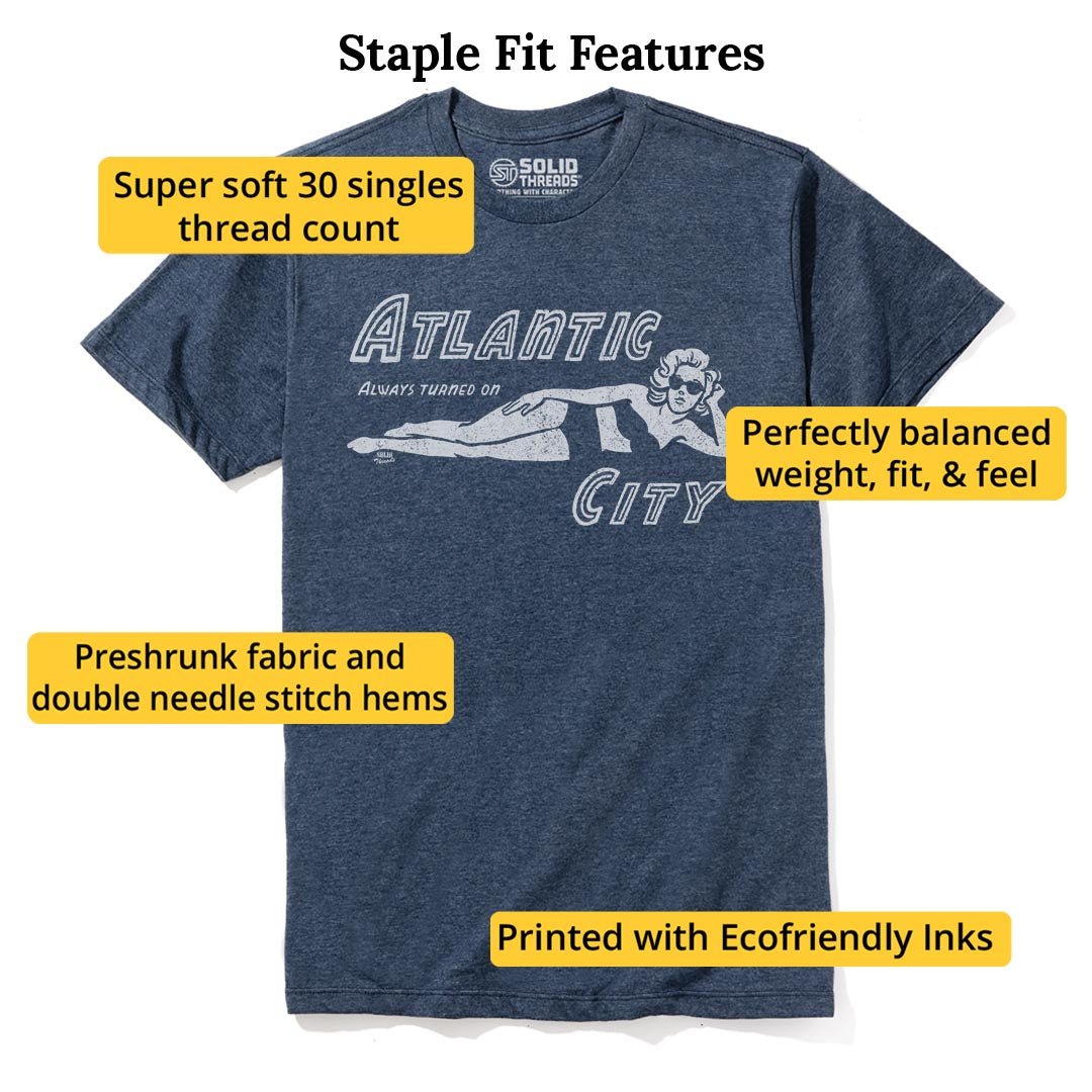 Atlantic City Cool Staple T-shirt in Navy Heather - Fit Attributes