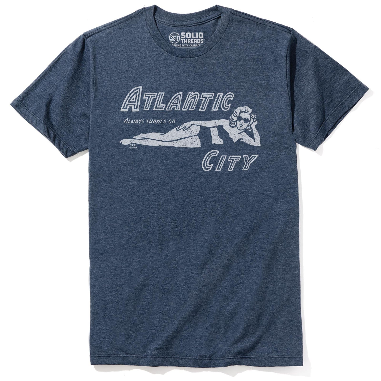 Atlantic City Cool Staple T-shirt in Navy Heather - Front View