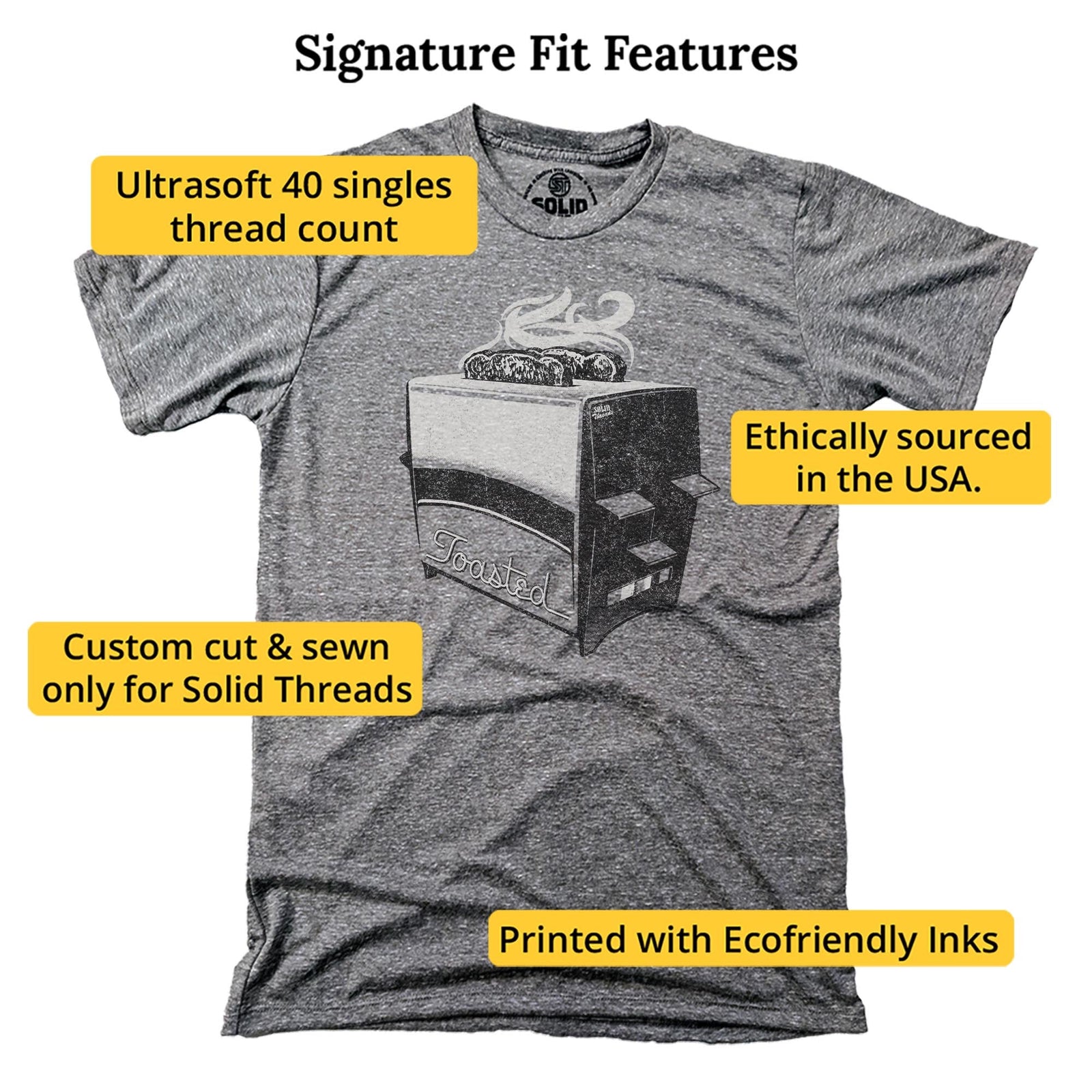 Toasted Vintage Signature T-shirt in Triblend Grey - Fit Attributes