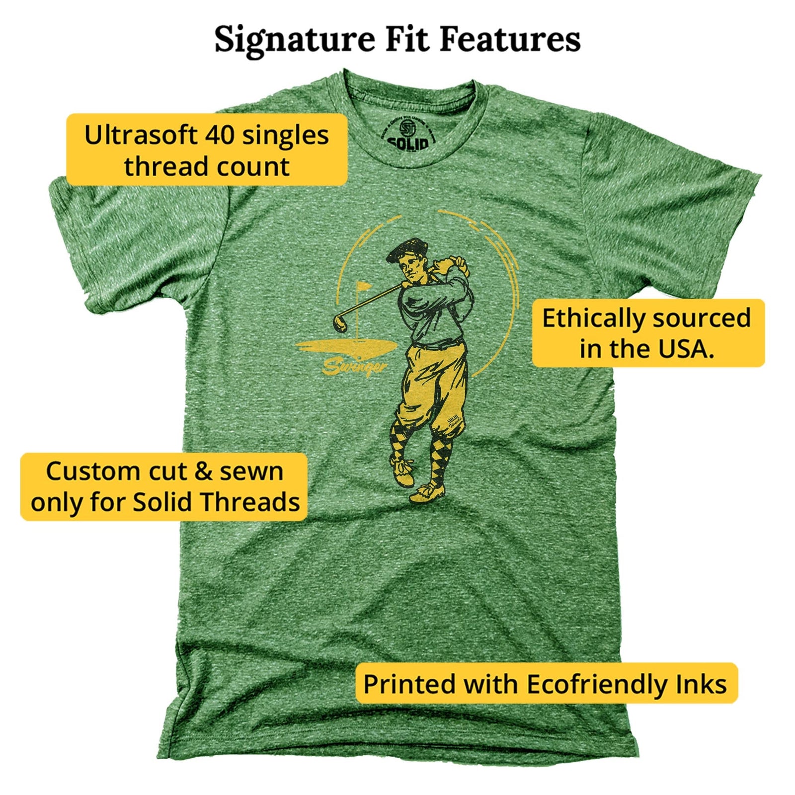 Swinger Vintage Signature T-shirt in Triblend Kelly - Fit Attributes