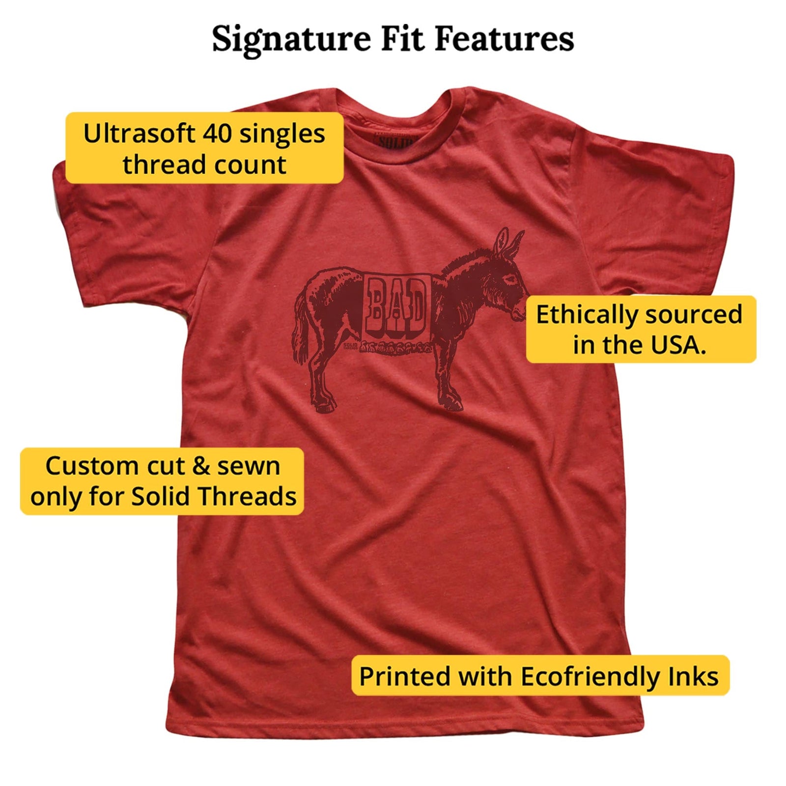 Bad Ass Funny Signature T-shirt in Red - Fit Attributes