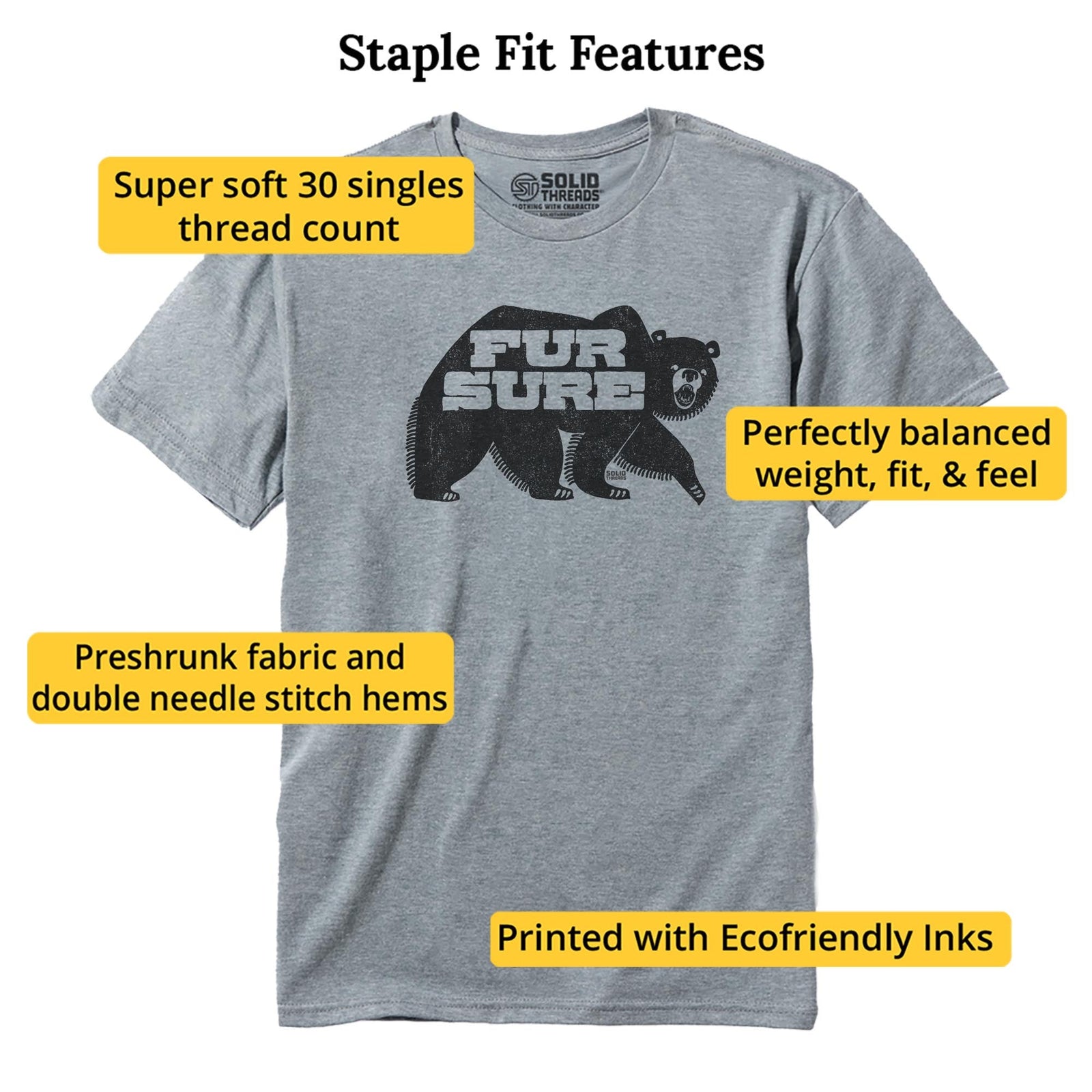 Fur Sure Vintage Staple T-shirt in Ash Heather - Fit Attributes