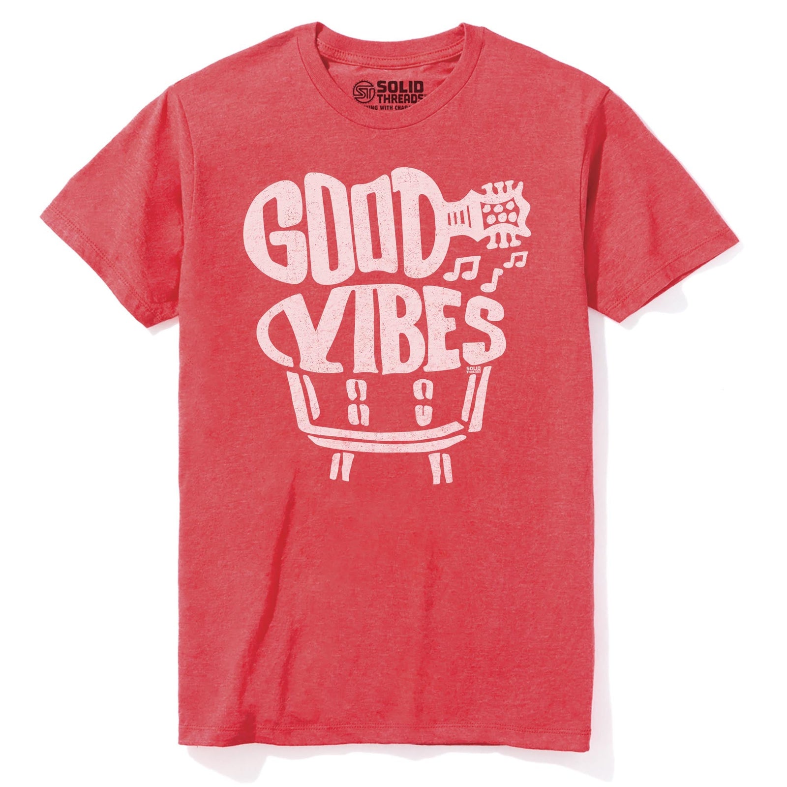 Good Vibes Cool Staple T-shirt in Red Heather - Front View