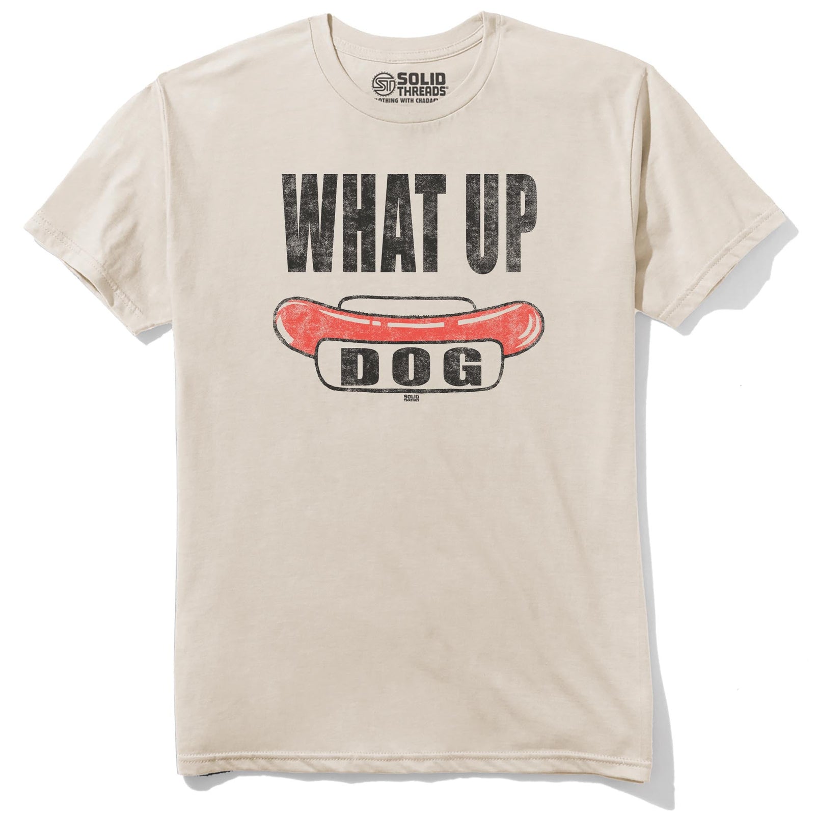 What Up Dog Vintage Staple T-shirt in Natural - Front View