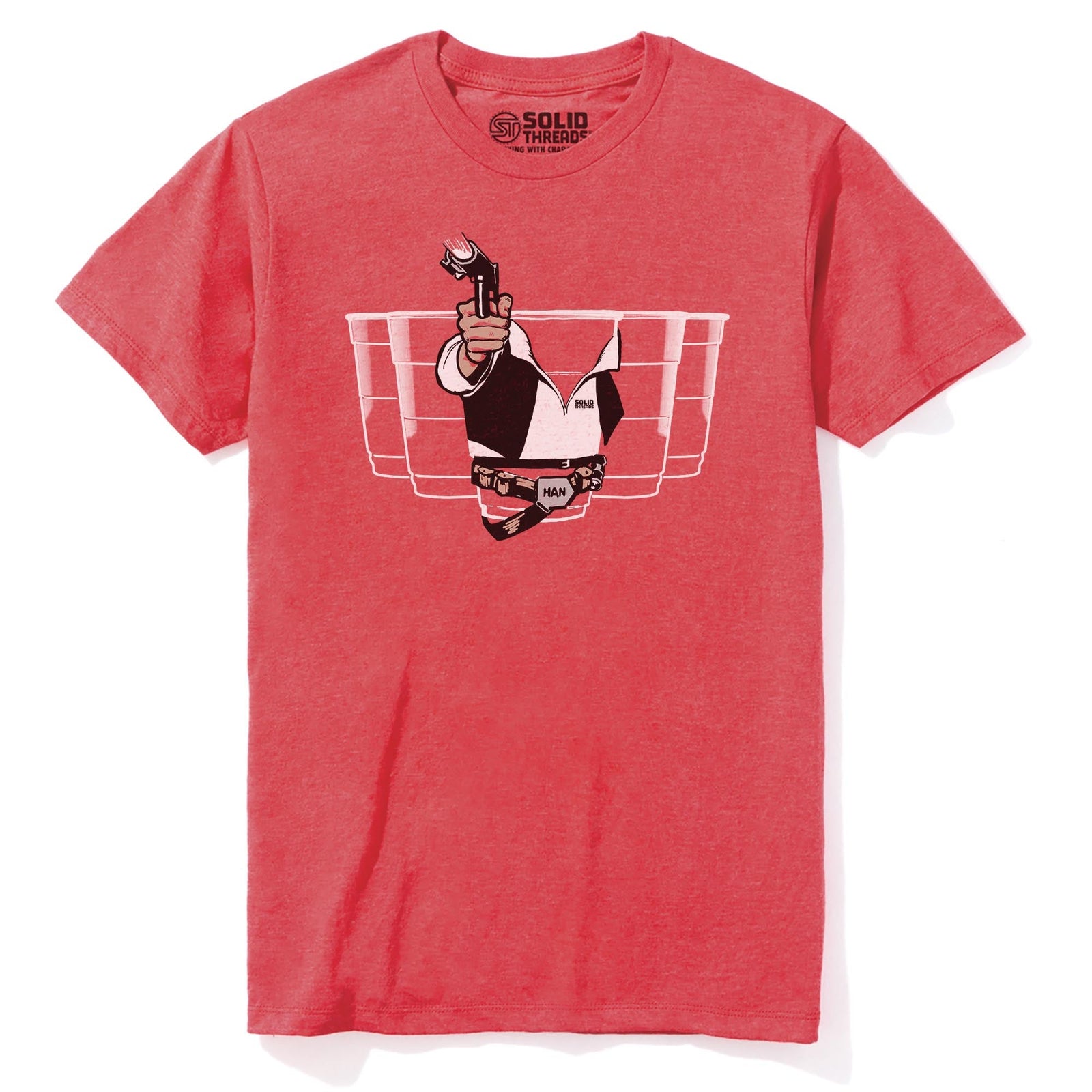 Han Solo Cup Vintage Staple T-shirt in Red Heather - Front View