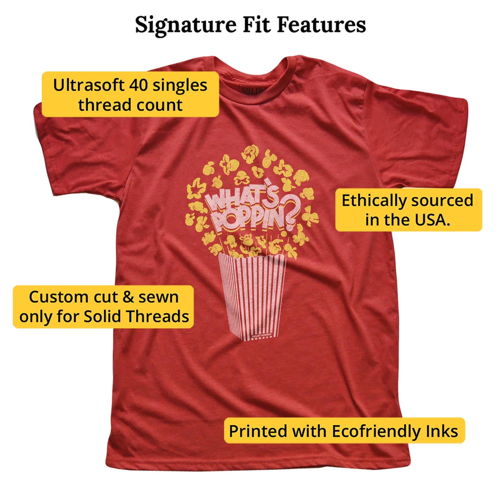 What's Poppin Funny Signature T-shirt in Red - Fit Attributes