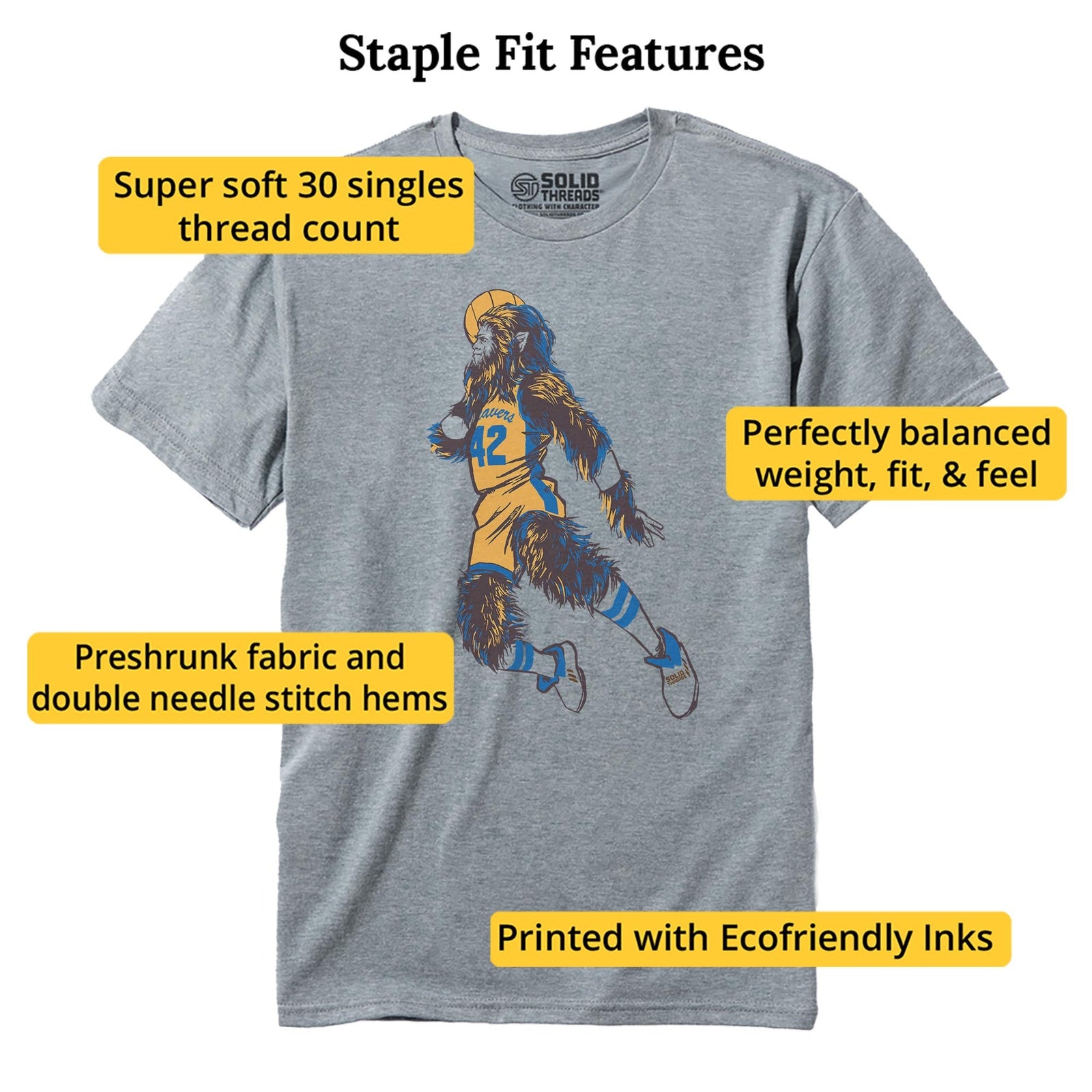 Teen Wolf Cool Staple T-shirt in Ash Heather - Fit Attributes