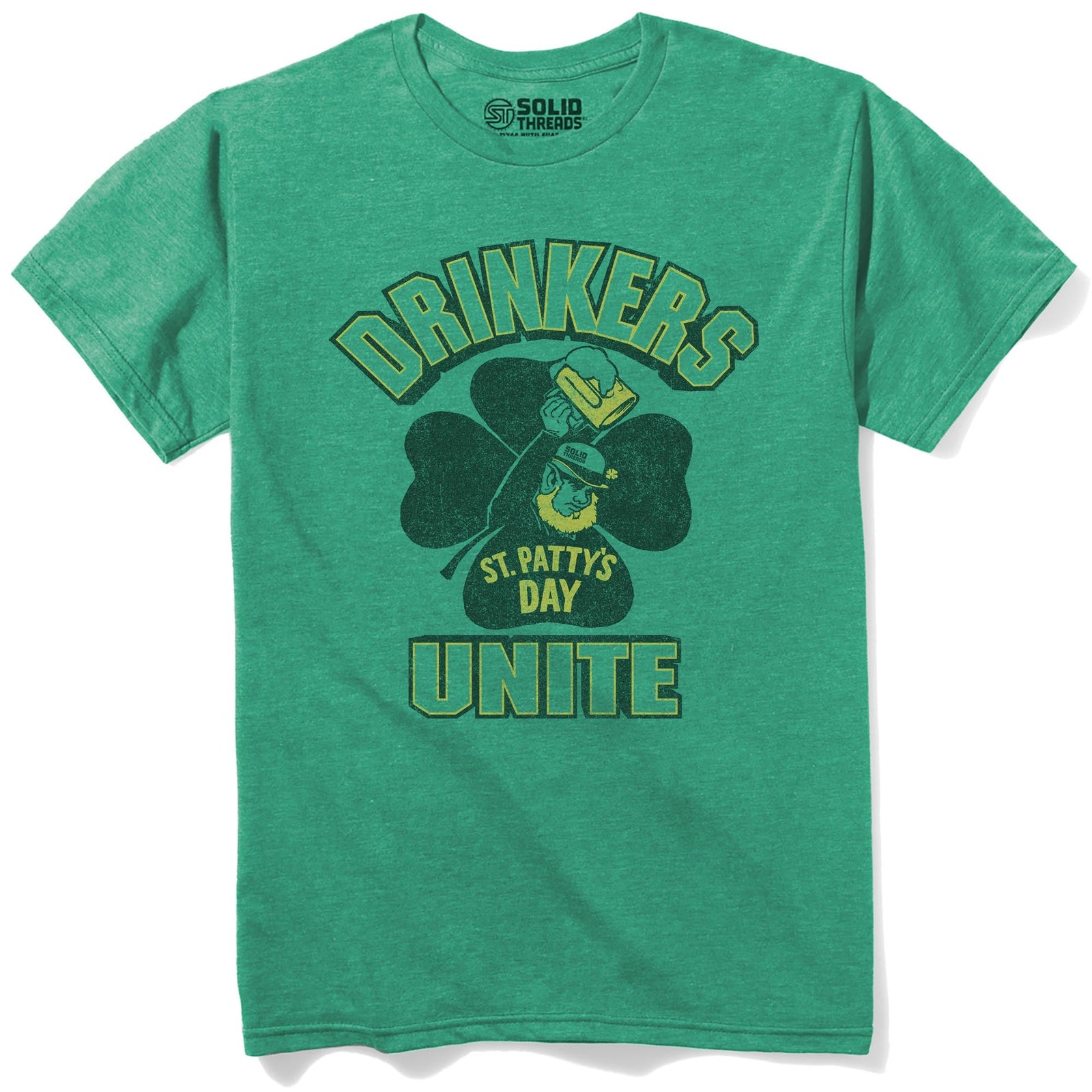 Drinkers Unite Vintage Staple T-shirt in Kelly Heather - Front View