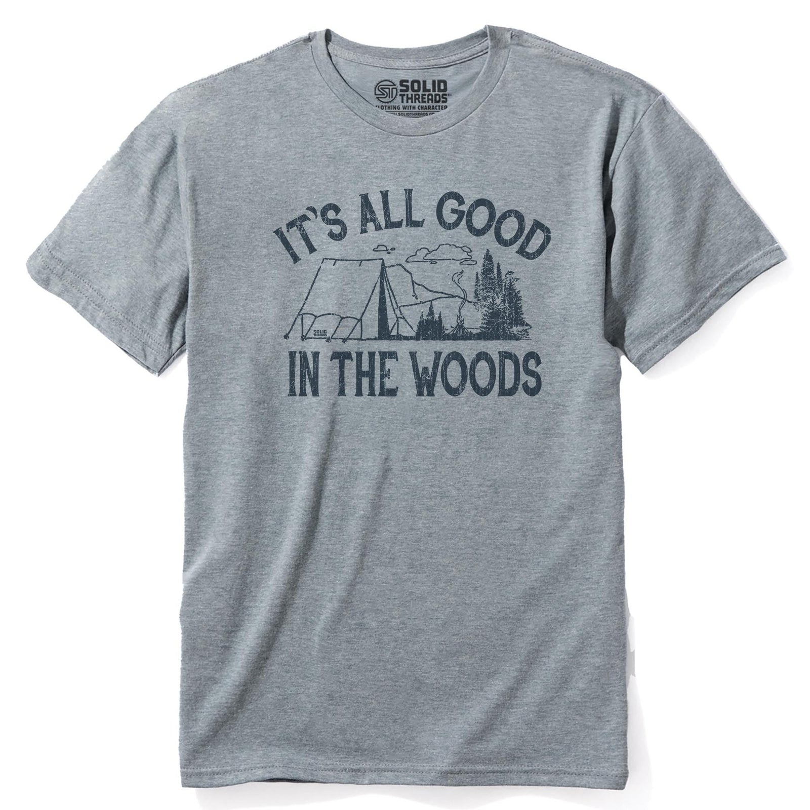 It's All Good In The Woods Vintage Staple T-shirt in Ash Heather - Front View