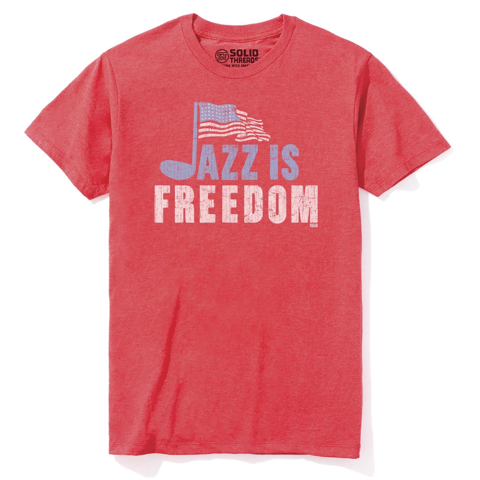 Jazz Is Freedom Cool Staple T-shirt in Red Heather - Front View
