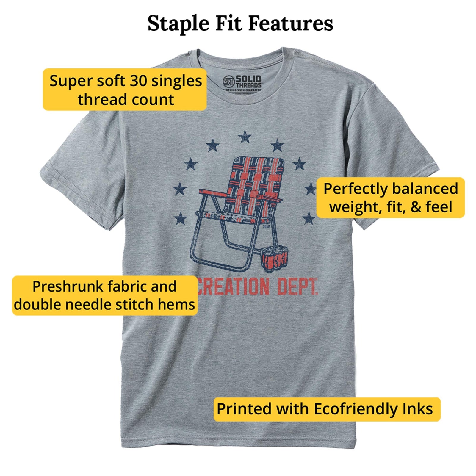 Recreation Department Retro Staple T-shirt in Ash Heather - Fit Attributes