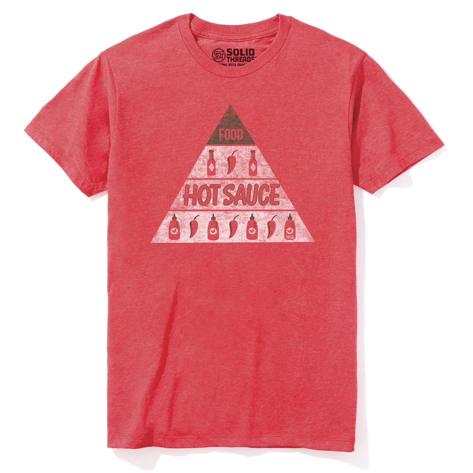 Hot Sauce Vintage Staple T-shirt in Red Heather - Front View
