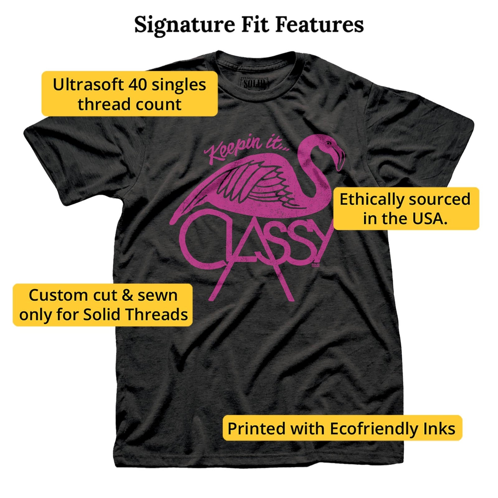 Keepin' It...classy Vintage Signature T-shirt in Dark Charcoal - Fit Attributes