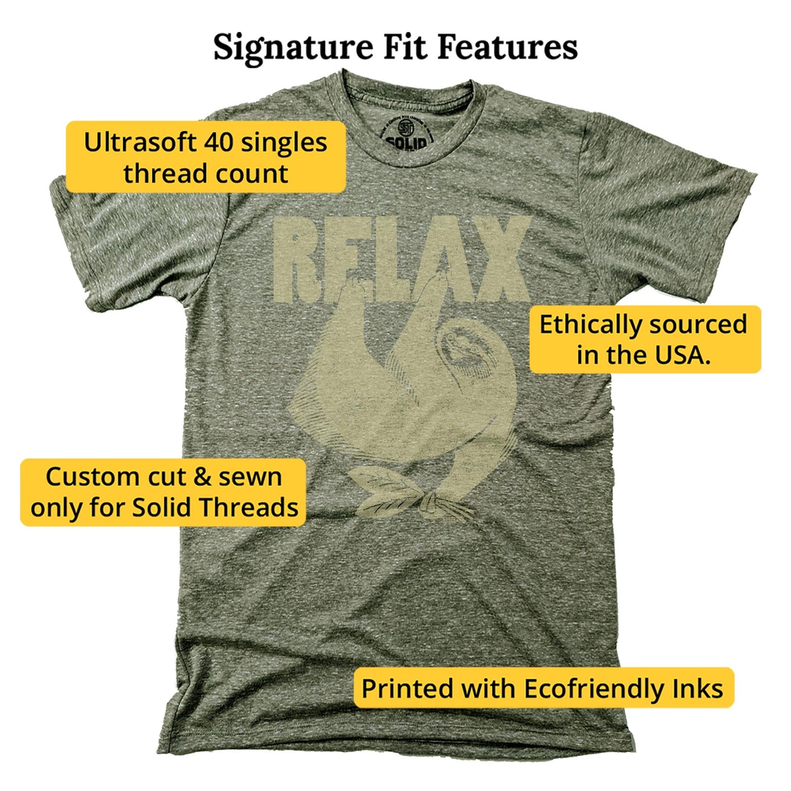 Relax Vintage Signature T-shirt in Triblend Olive - Fit Attributes