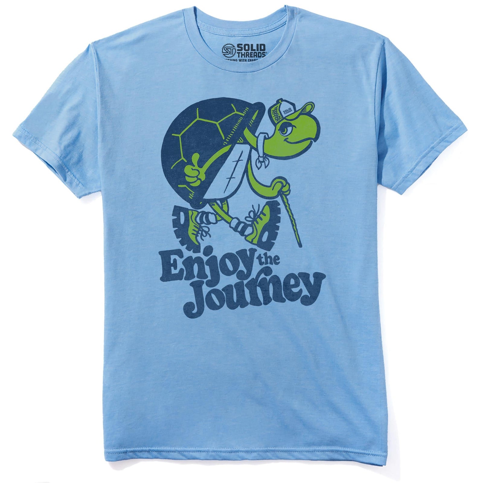 Turtle Enjoy The Journey Cool Staple T-shirt in Light Blue Heather - Front View