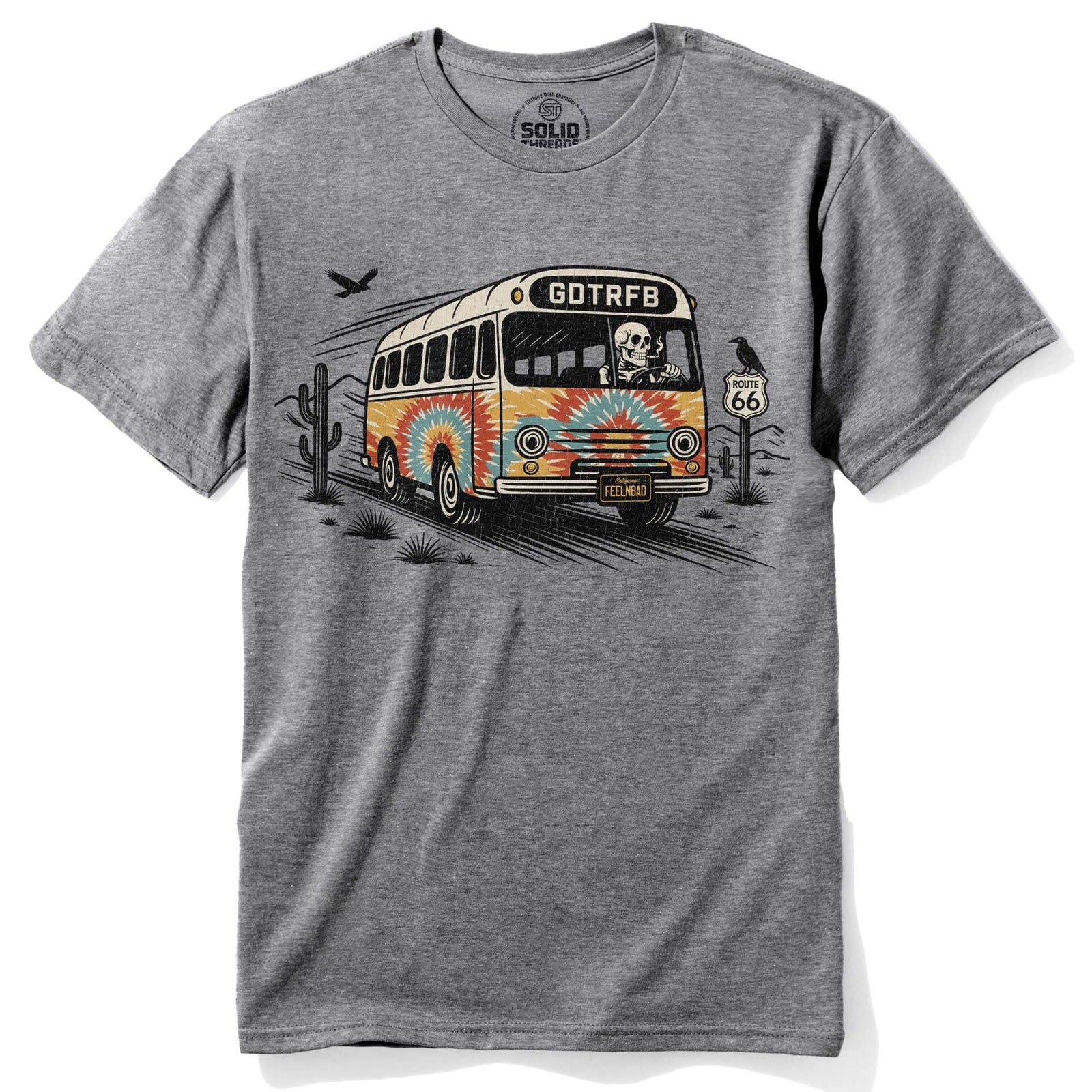 Men's Going Down The Road Feeling Bad Vintage Signature T-Shirt in Triblend Grey Front View