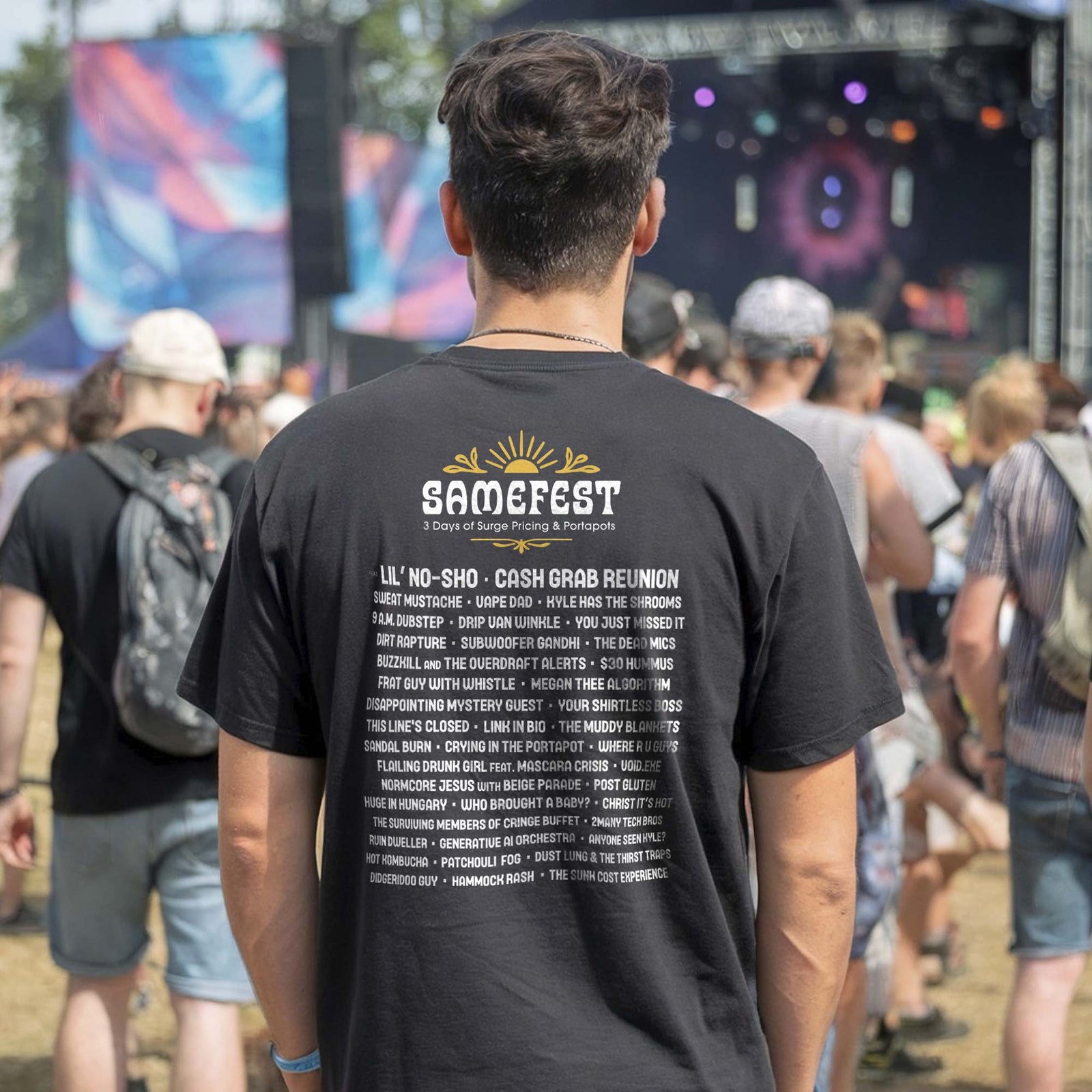 Men's Samefest Cool Signature T-Shirt in Black On Model Back View