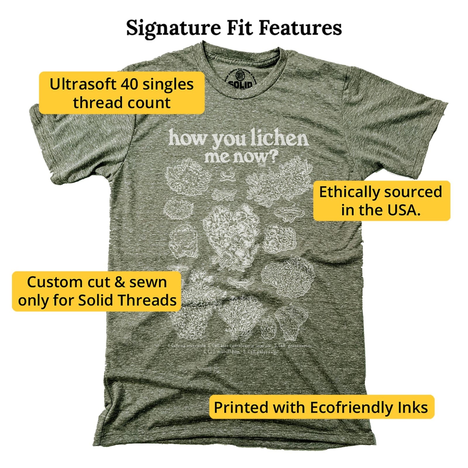 How You Lichen Me Now Funny Signature T-shirt in Triblend Olive - Fit Attributes