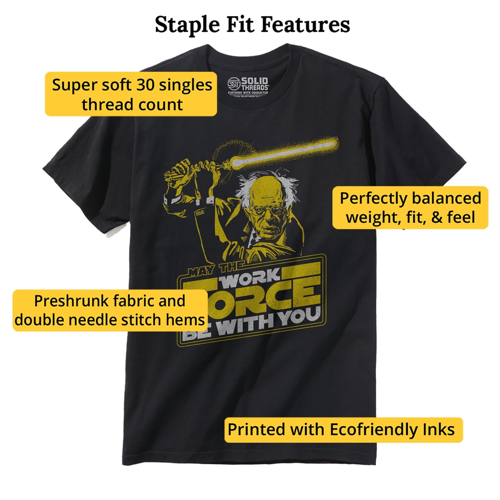 Workforce Bernie Vintage Staple T-shirt in Black - Fit Attributes