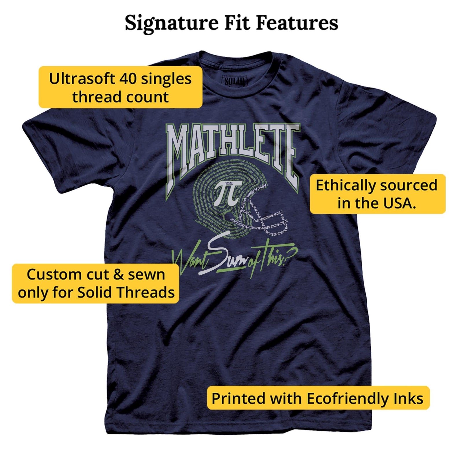 Mathlete Want Sum Of This Vintage Signature T-shirt in Navy - Fit Attributes