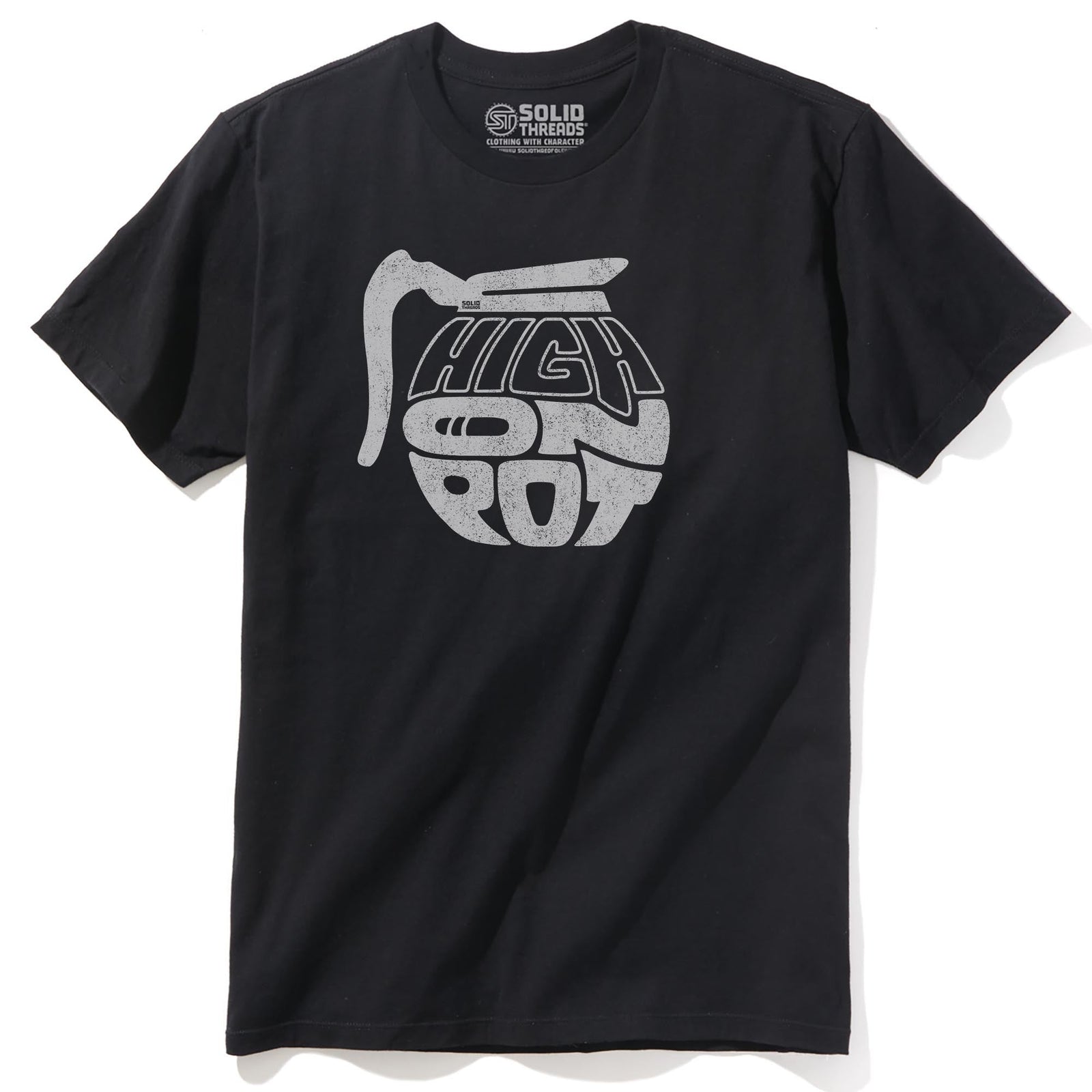 High On Pot Vintage Staple T-shirt in Black - Front View