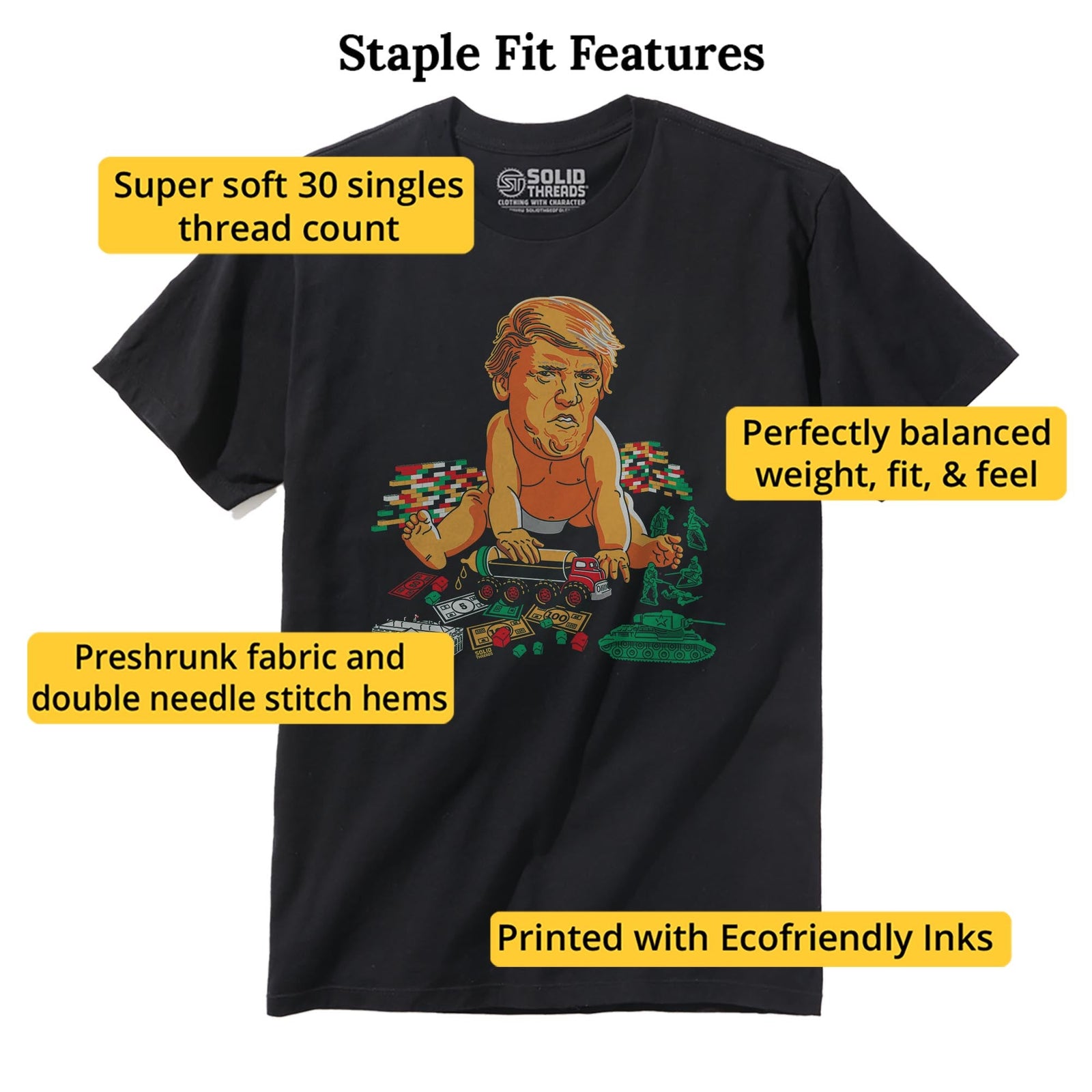 Baby Trump Vintage Staple T-shirt in Black - Fit Attributes