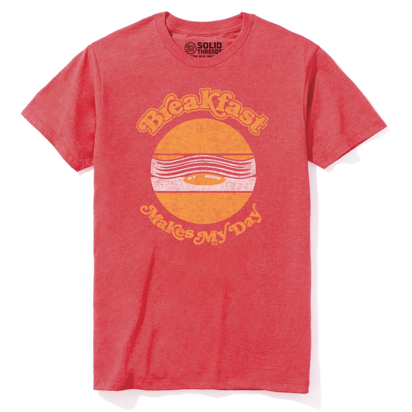 Breakfast Makes My Day Vintage Staple T-shirt in Red Heather - Front View