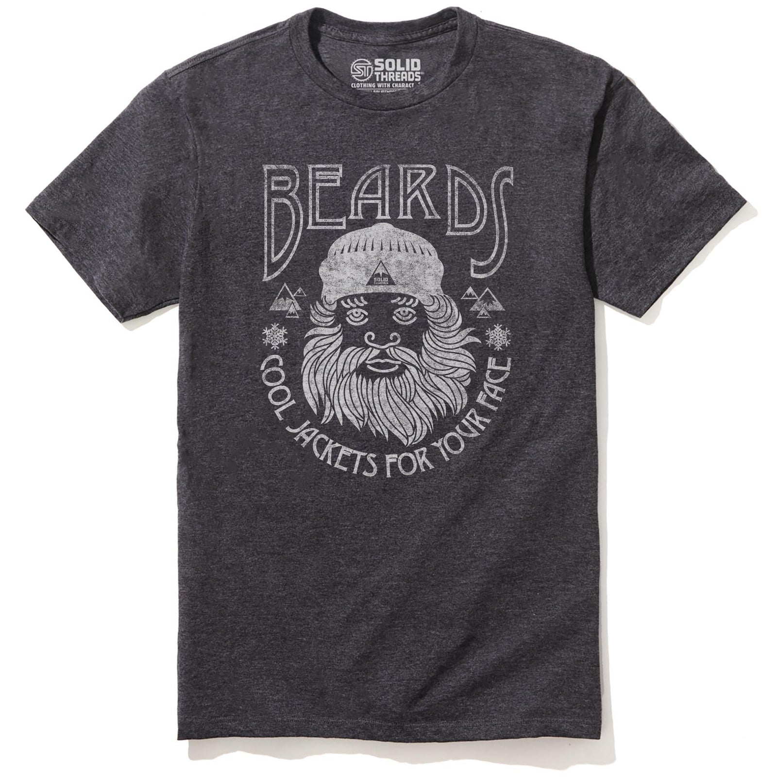 Beards, Cool Jackets For Your Face Vintage Staple T-shirt in Charcoal Heather - Front View