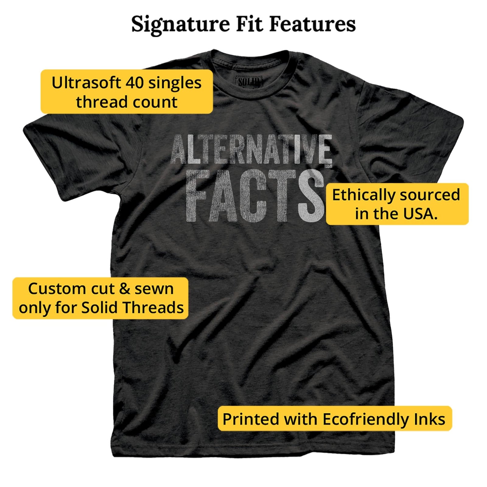 Alternative Facts Vintage Signature T-shirt in Dark Charcoal - Fit Attributes