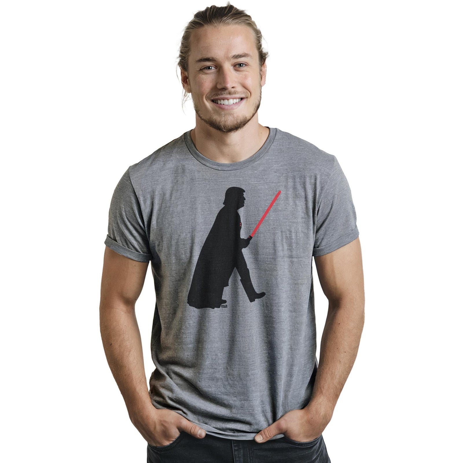 Trump Vader Vintage Staple T-shirt in Ash Heather On Model - Front View