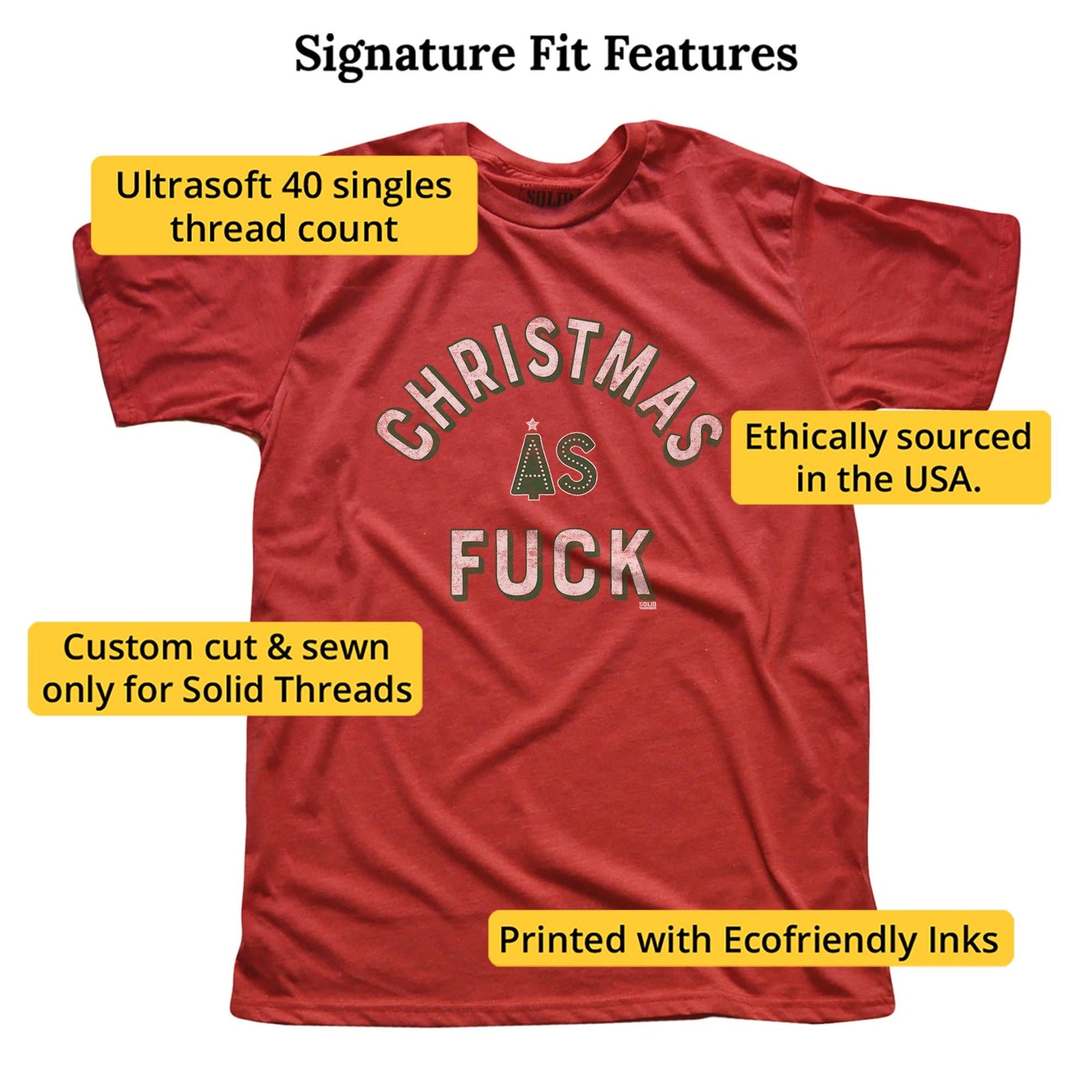 Christmas As Fuck Vintage Signature T-shirt in Red - Fit Attributes
