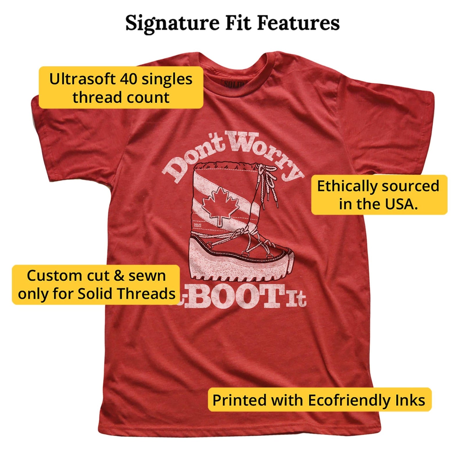 Don't Worry A Boot It Vintage Signature T-shirt in Red - Fit Attributes