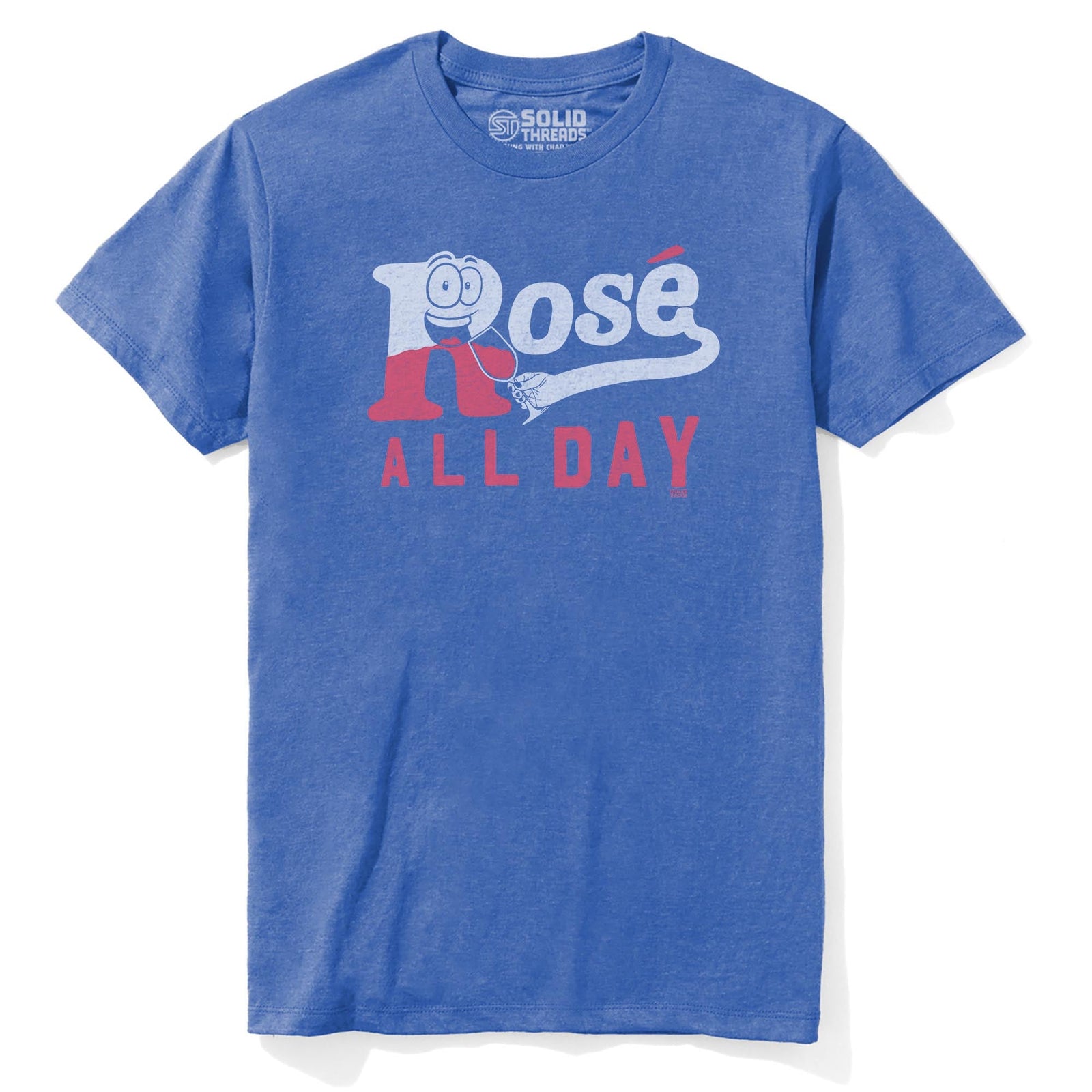 Rose All Day Vintage Staple T-shirt in Royal Heather - Front View