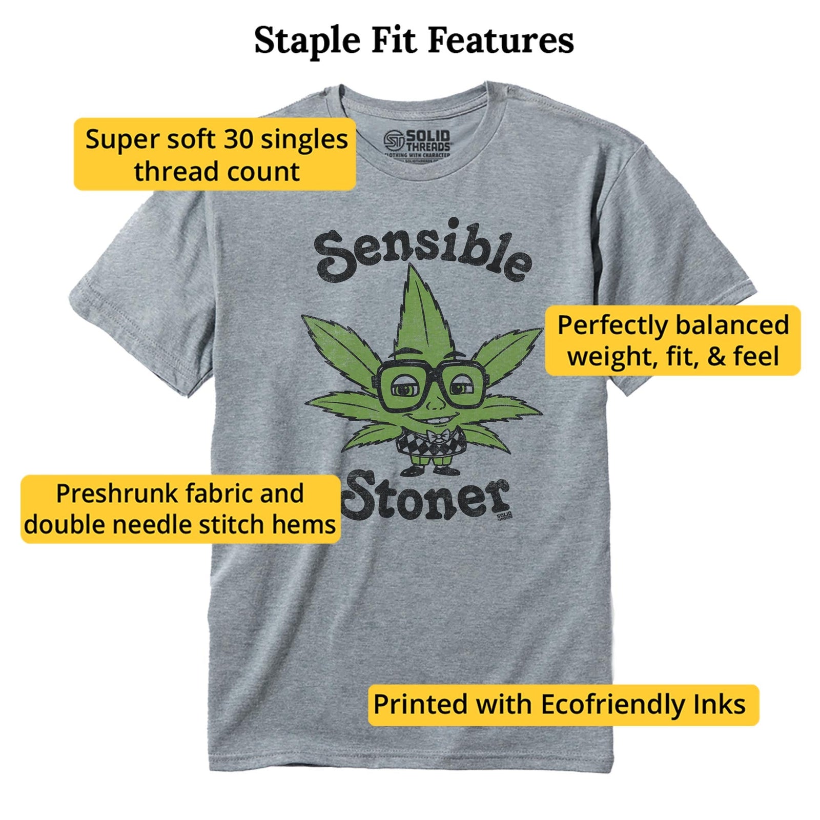 Sensible Stoner Vintage Staple T-shirt in Ash Heather - Fit Attributes