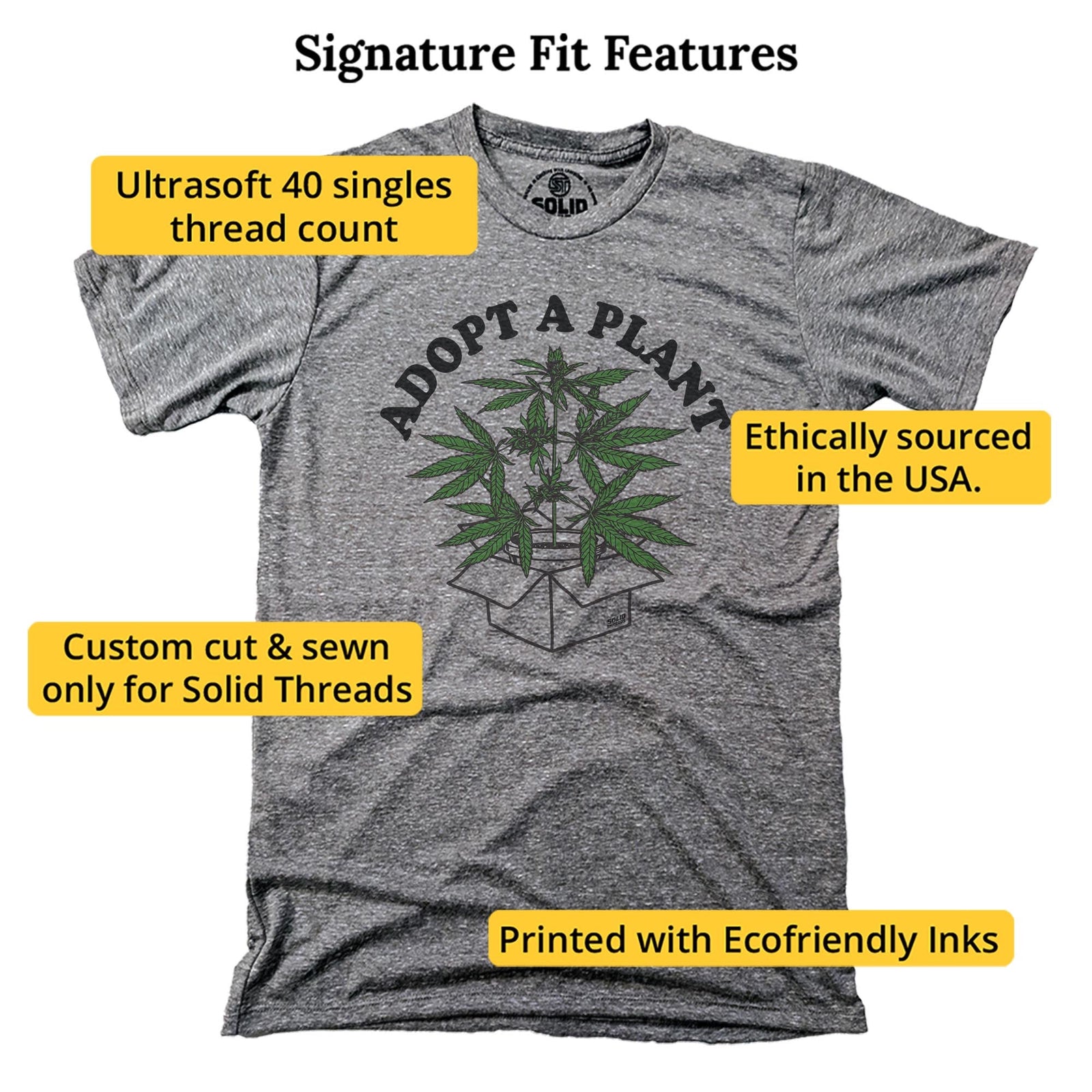 Adopt A Plant Vintage Signature T-shirt in Triblend Grey - Fit Attributes