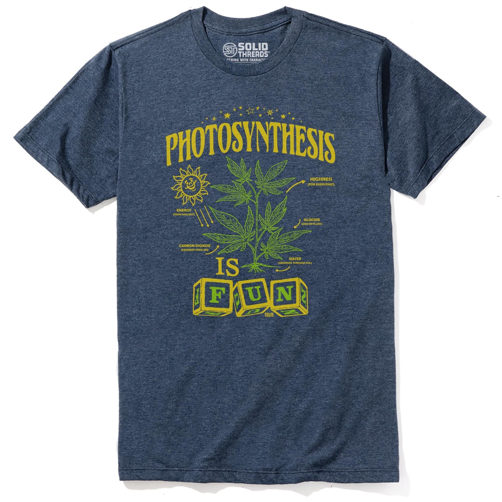 Photosynthesis Is Fun Vintage Staple T-shirt in Navy Heather - Front View