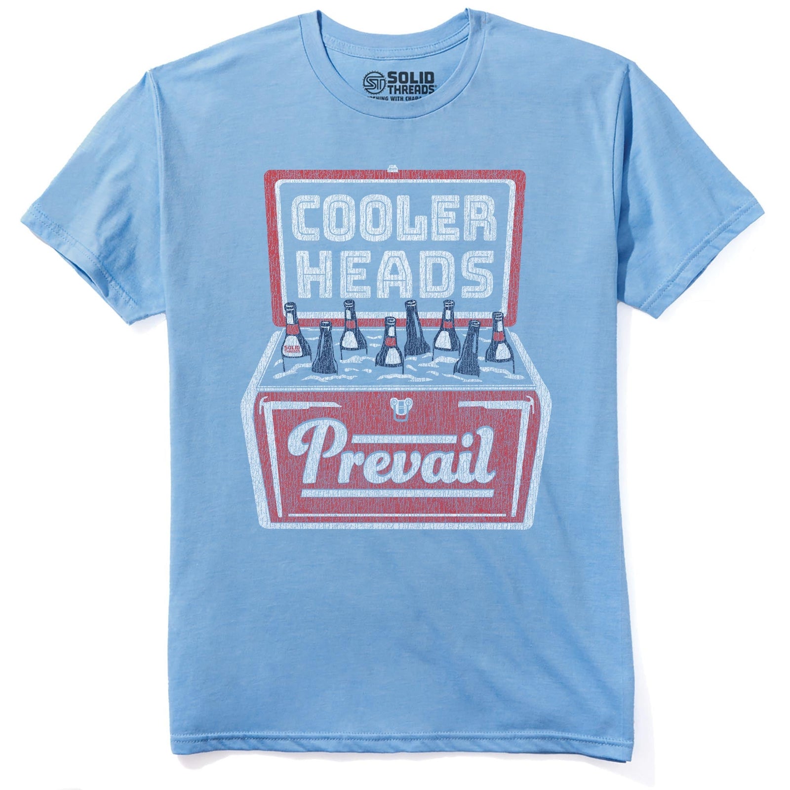Cooler Heads Vintage Staple T-shirt in Light Blue Heather - Front View