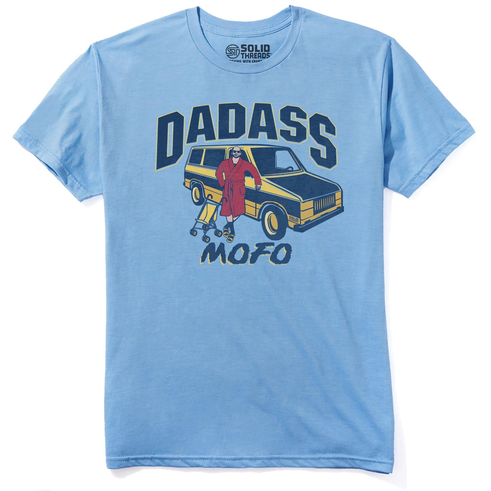 Dadass Vintage Staple T-shirt in Light Blue Heather - Front View