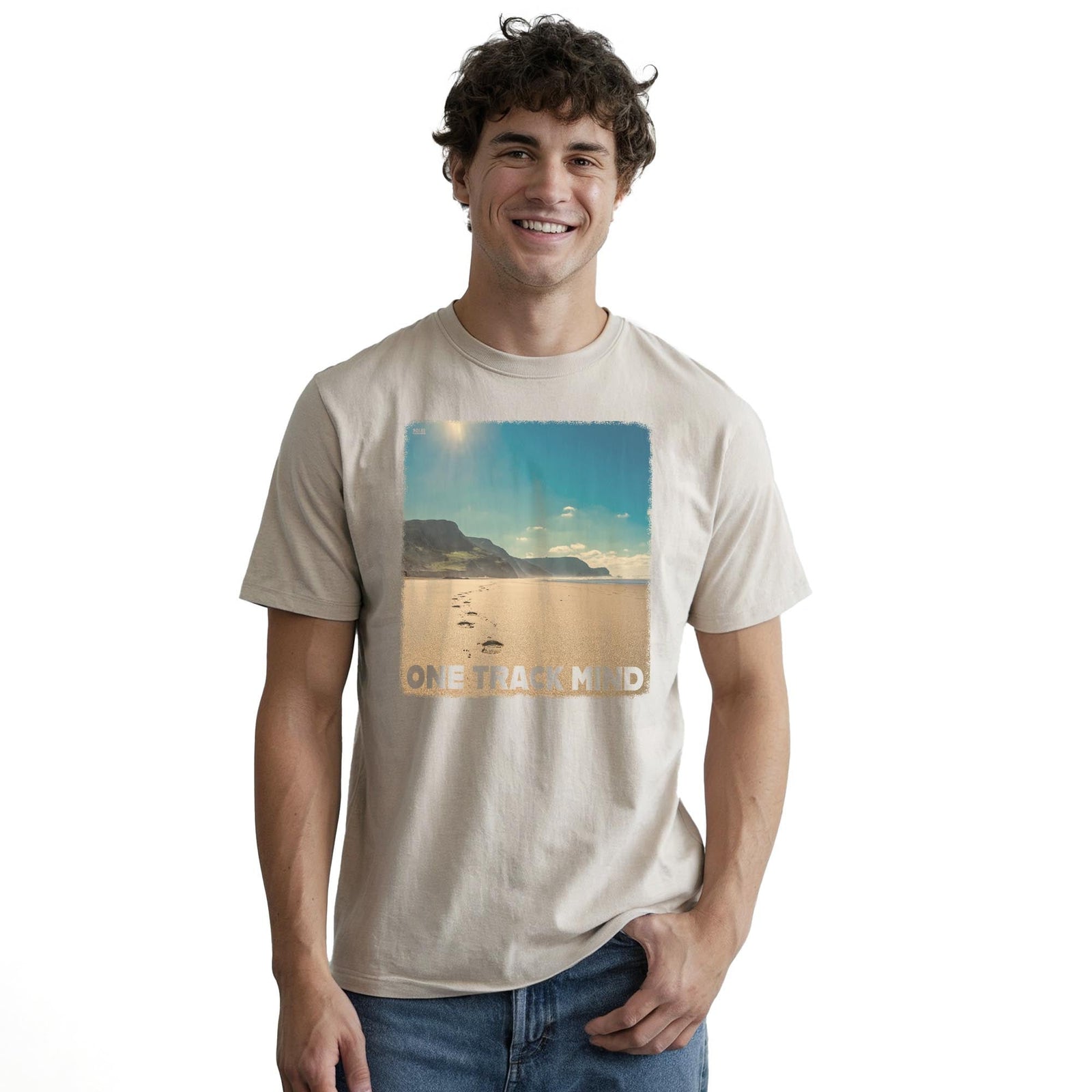 One Track Mind Vintage Staple T-shirt in Natural On Model - Front View