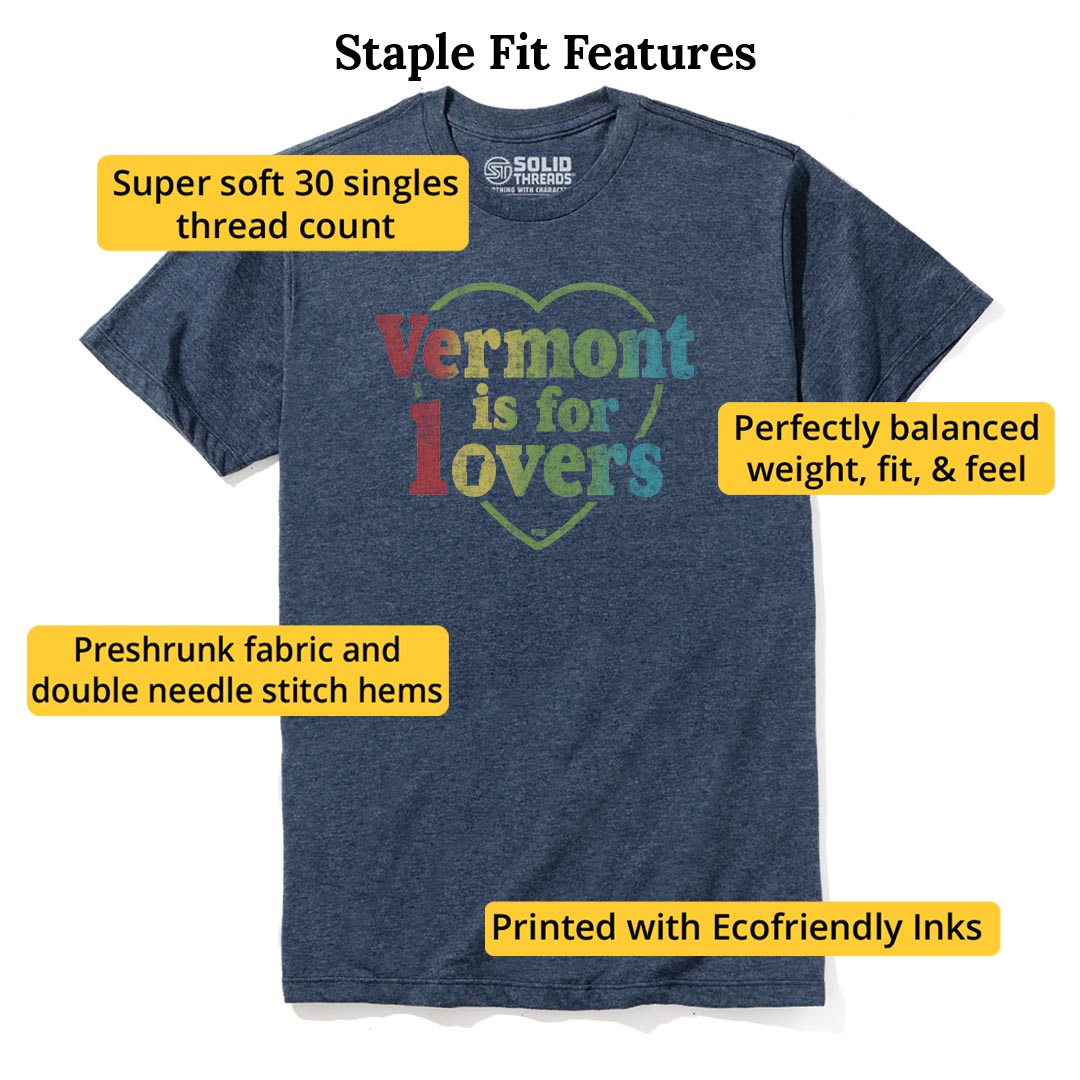 Vermont Is For Lovers Cool Staple T-shirt in Navy Heather - Fit Attributes