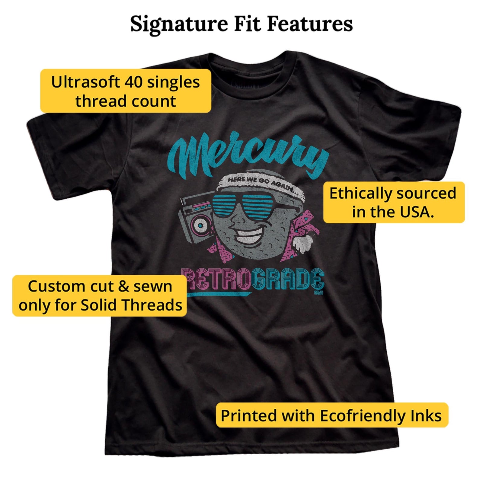 Mercury Retrograde Vintage Signature T-shirt in Black - Fit Attributes