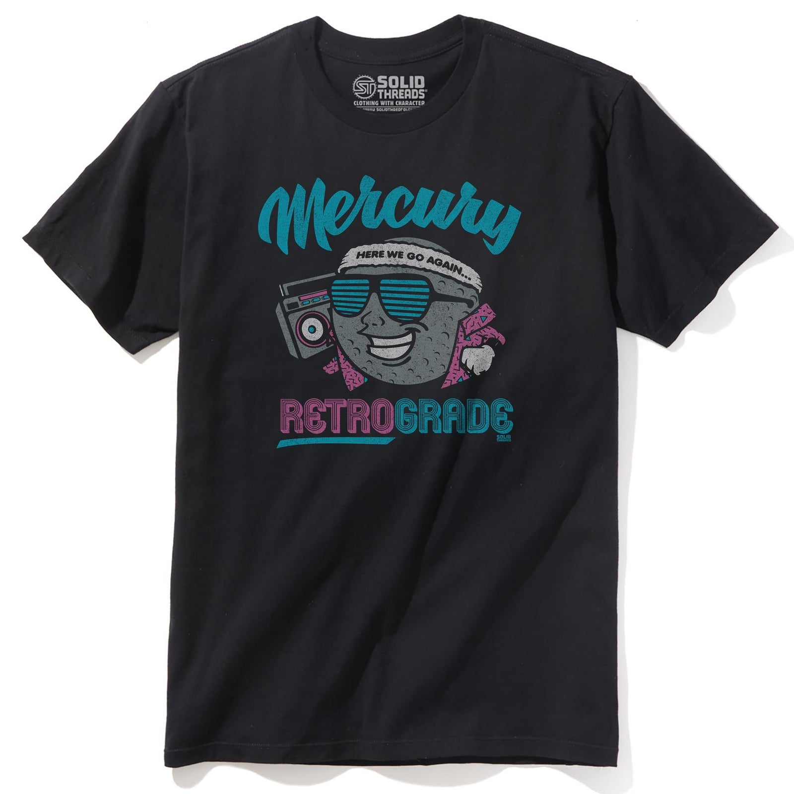 Mercury Retrograde Vintage Staple T-shirt in Black - Front View