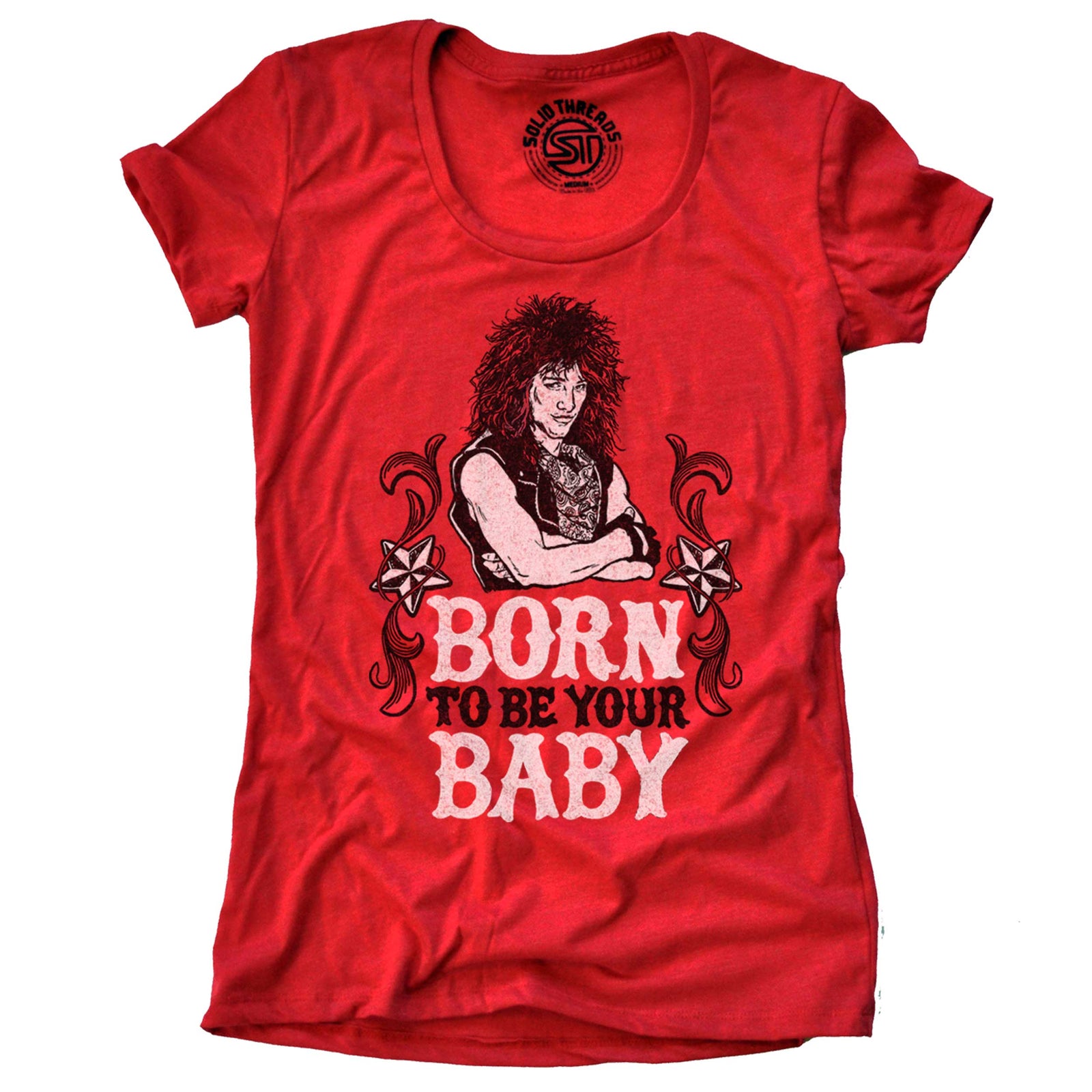 Women's Born To Be Your Baby Vintage Graphic Tee | Cool Bon Jovi T-shirt | Solid Threads