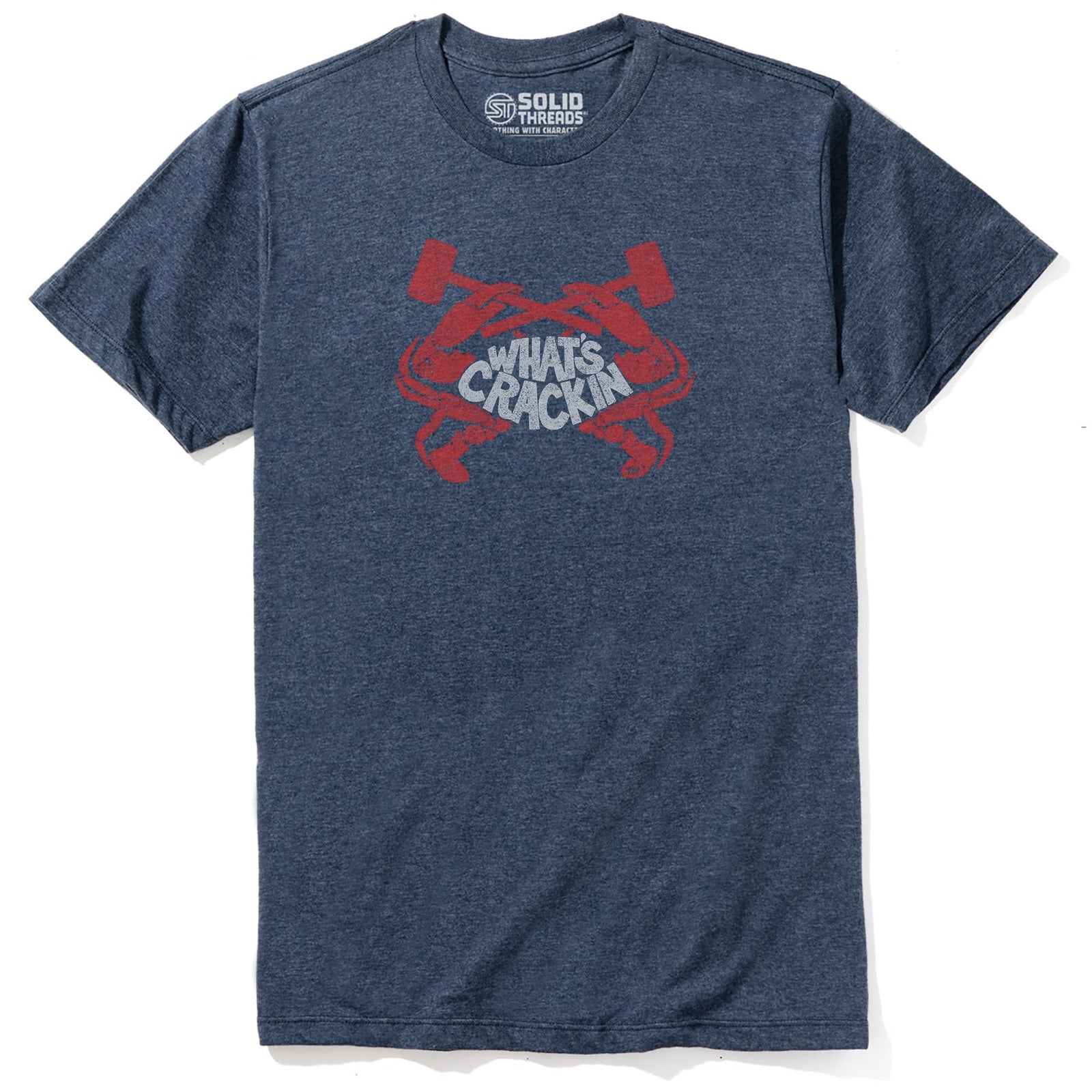 Crackin' Crab Vintage Staple T-shirt in Navy Heather - Front View